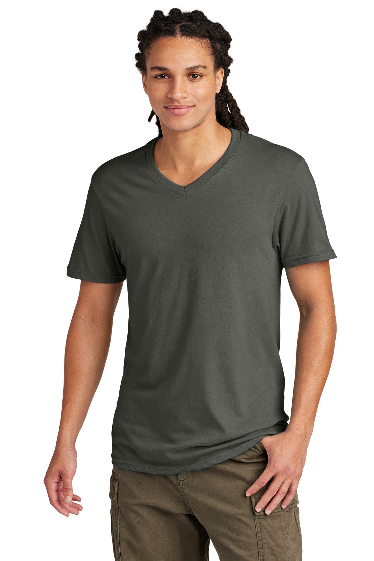 This v-neck delivers important style. 4.3-ounce 100% combed  - Deepest Grey