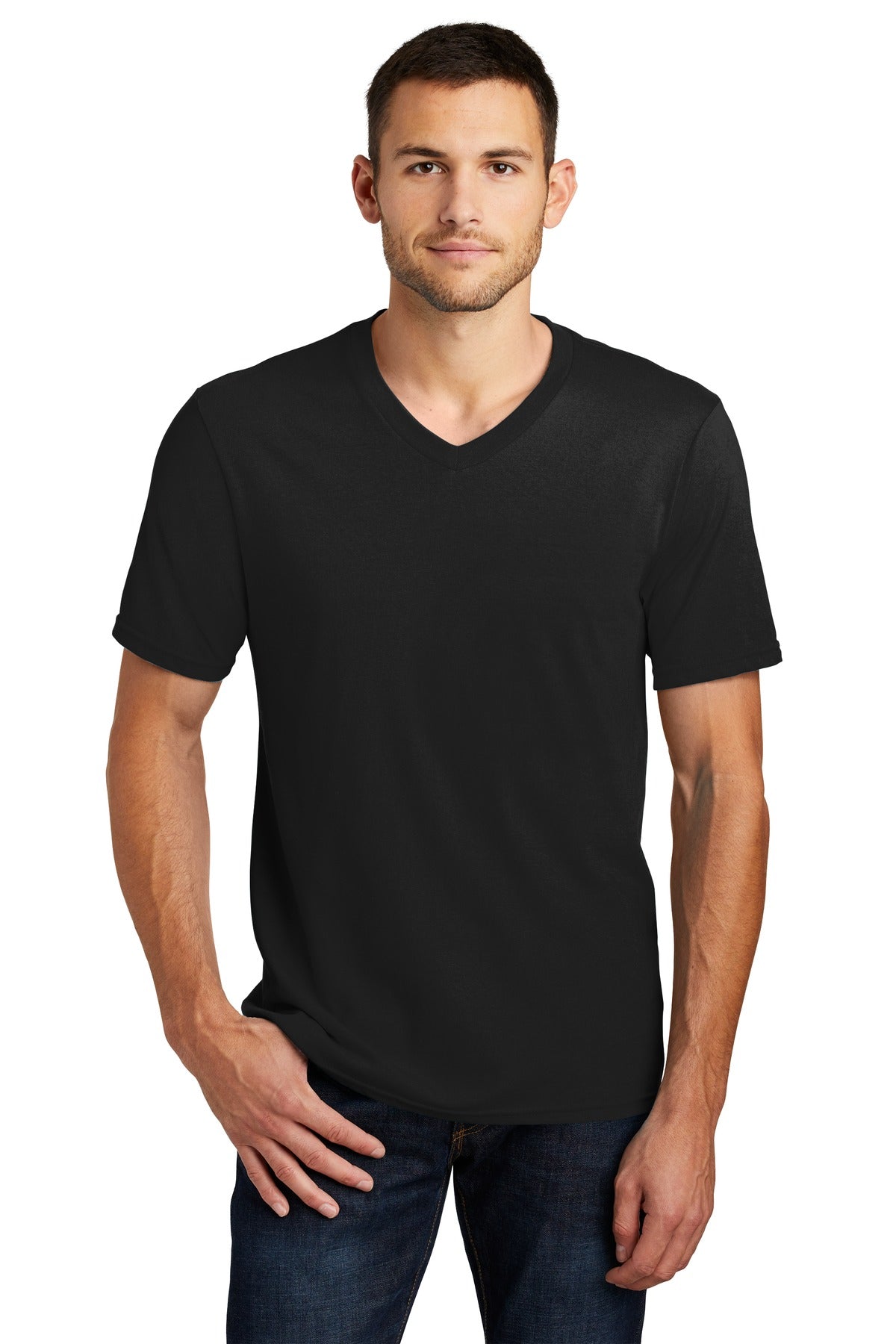 This v-neck delivers important style. 4.3-ounce 100% combed  - Black