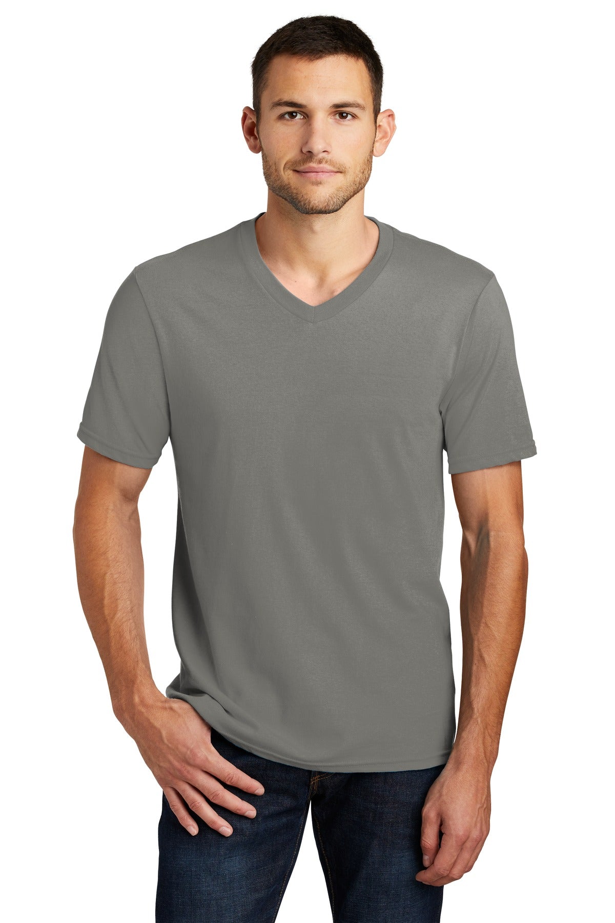 This v-neck delivers important style. 4.3-ounce 100% combed  - Grey
