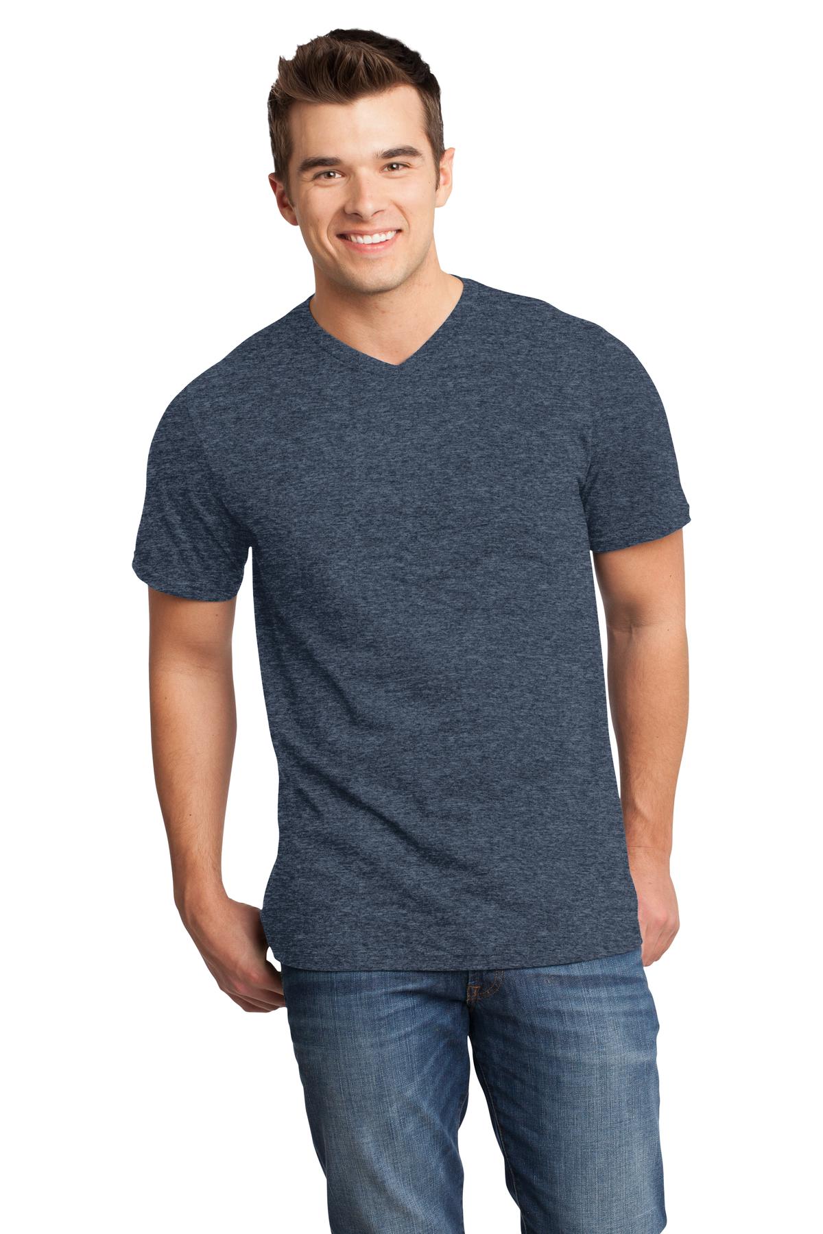 This v-neck delivers important style. 4.3-ounce 100% combed  - Heathered Navy
