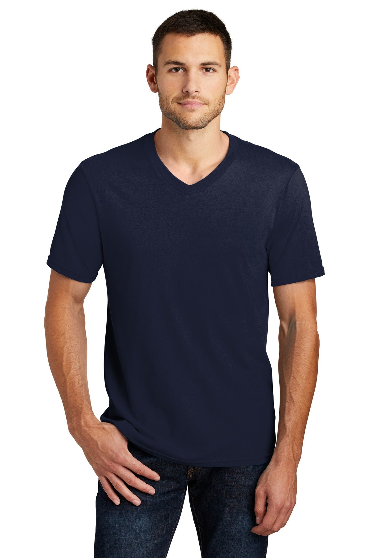 This v-neck delivers important style. 4.3-ounce 100% combed  - New Navy