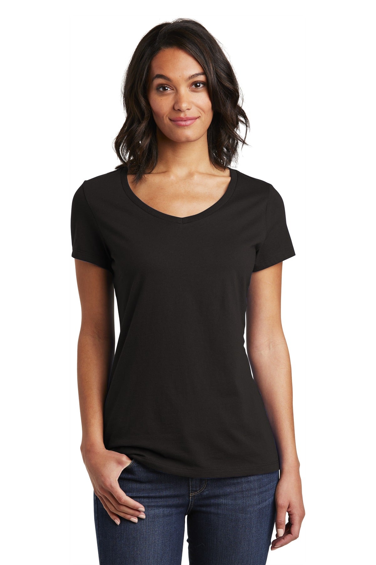 This v-neck delivers important style. 4.3-ounce 100% combed  - Black