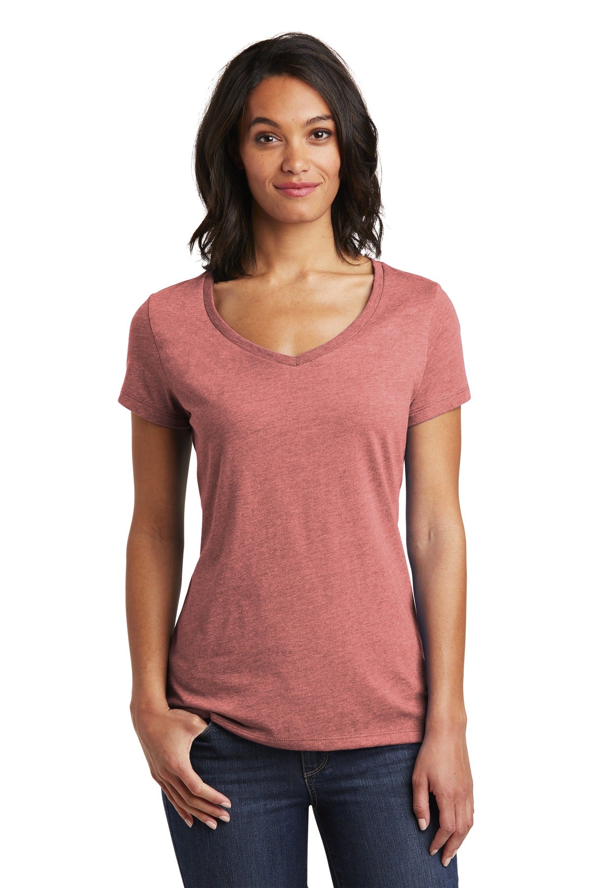 This v-neck delivers important style. 4.3-ounce 100% combed  - Blush Frost