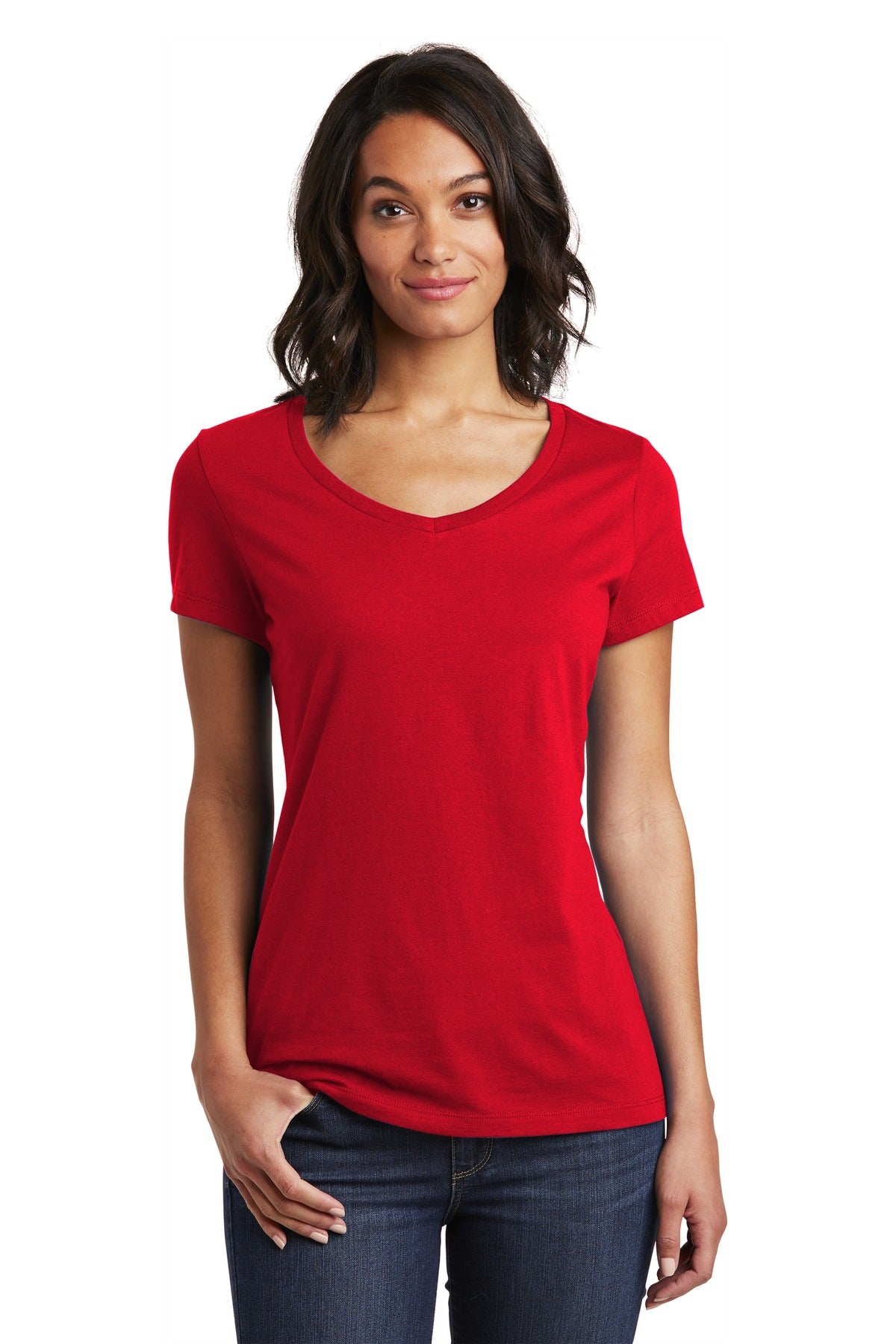 This v-neck delivers important style. 4.3-ounce 100% combed  - Classic Red