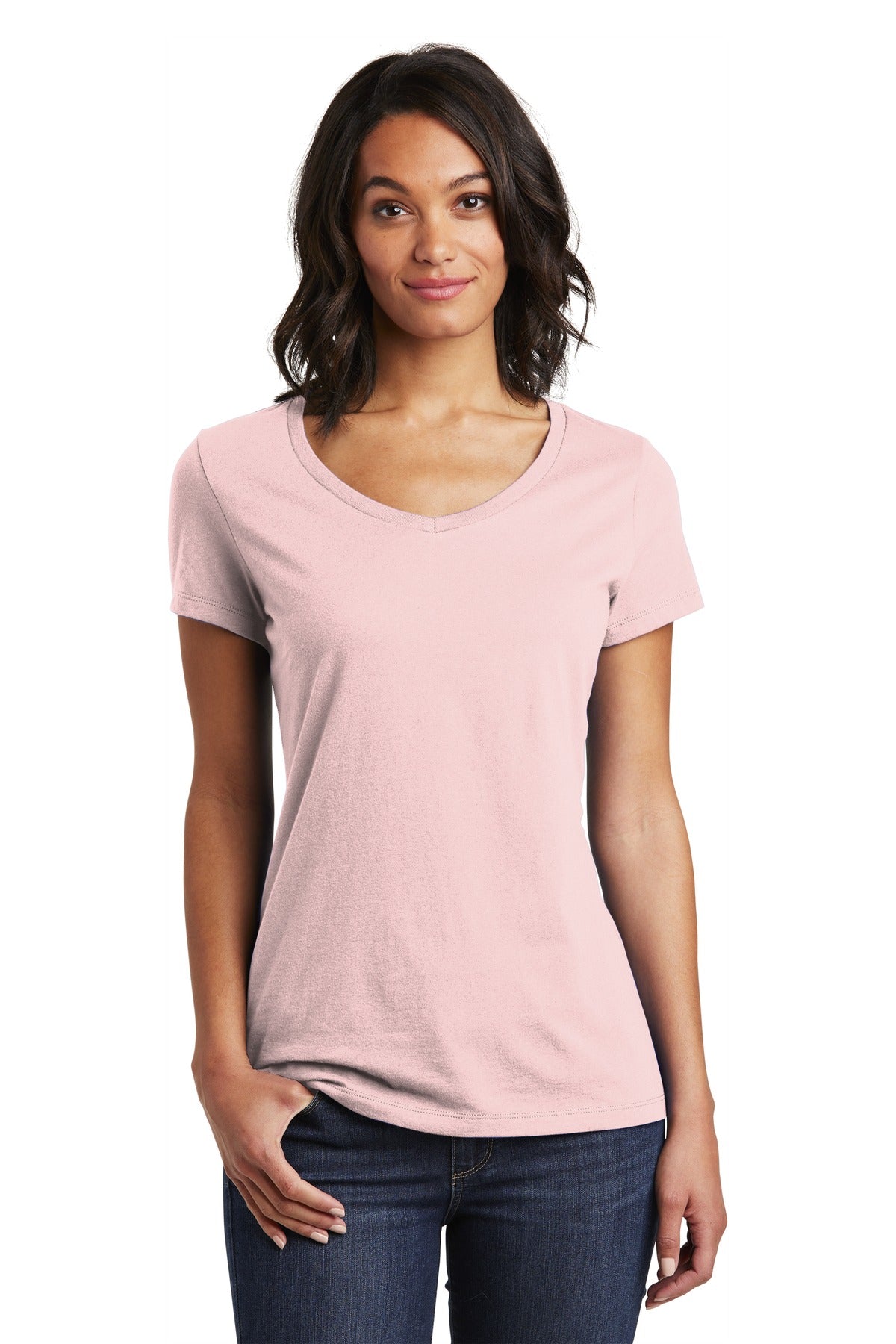 This v-neck delivers important style. 4.3-ounce 100% combed  - Dusty Lavender