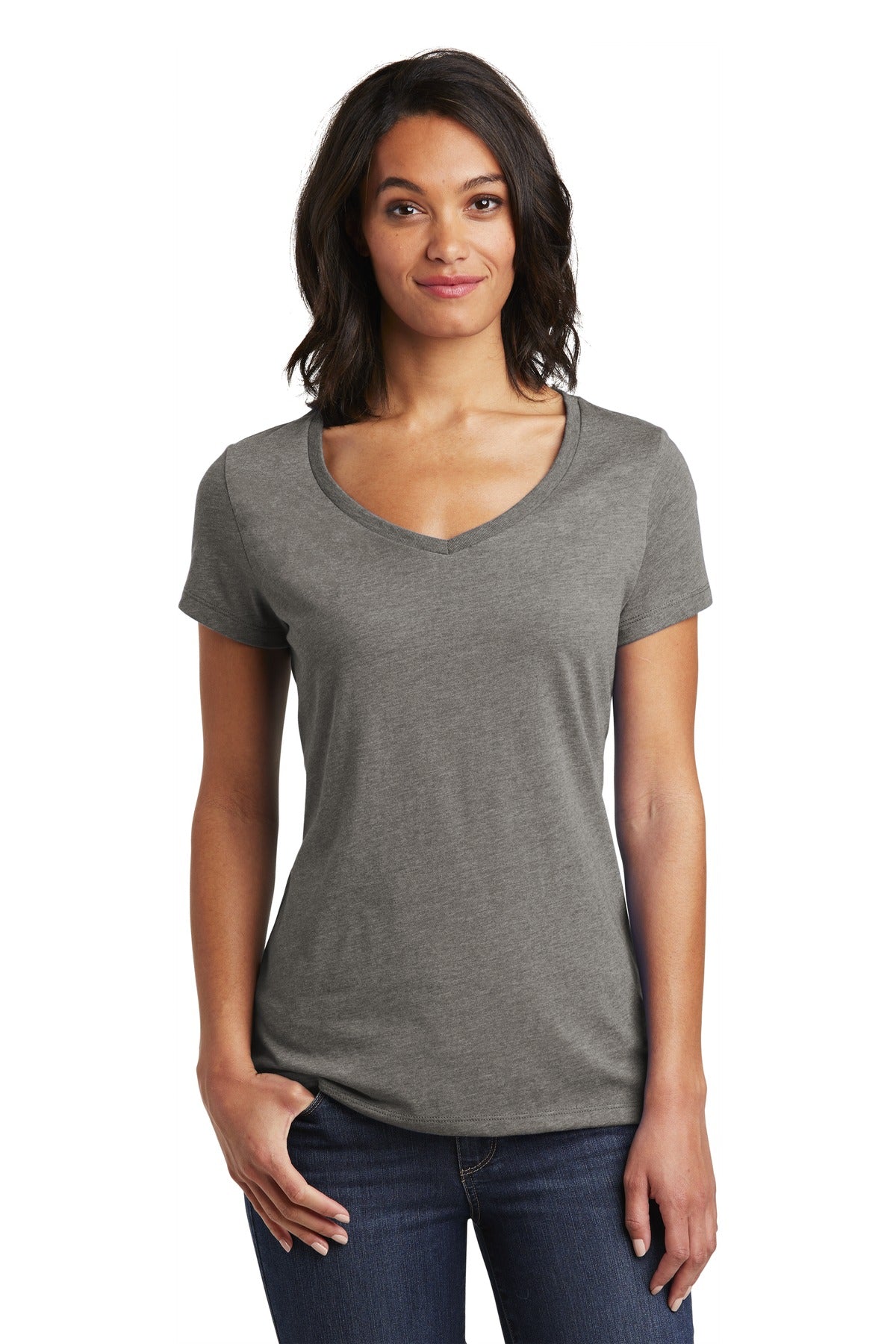 This v-neck delivers important style. 4.3-ounce 100% combed  - Grey Frost