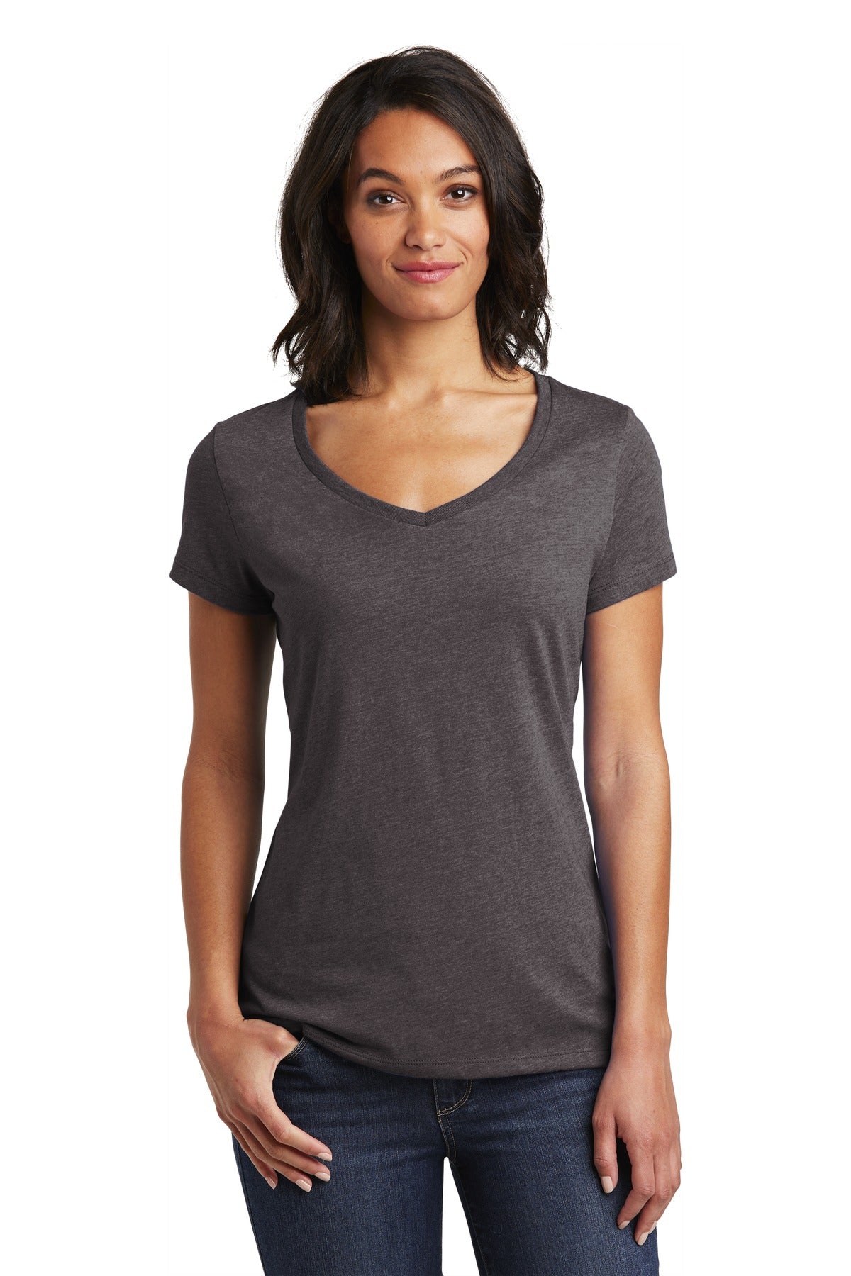 This v-neck delivers important style. 4.3-ounce 100% combed  - Heathered Charcoal