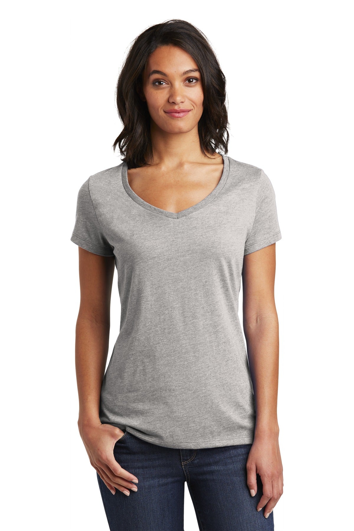 This v-neck delivers important style. 4.3-ounce 100% combed  - Light Heather Grey