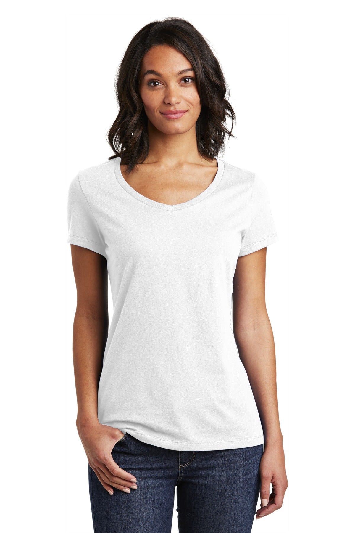 This v-neck delivers important style. 4.3-ounce 100% combed  - White