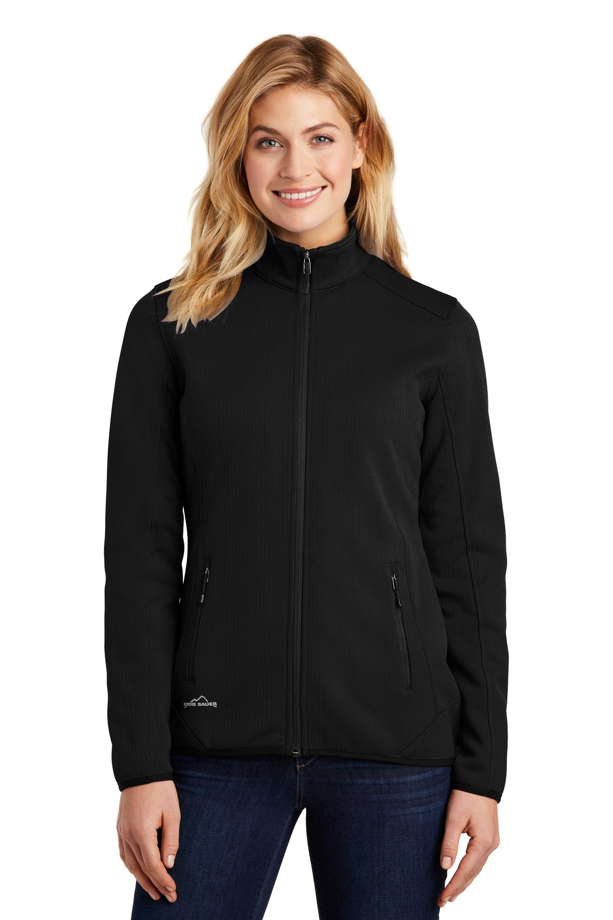 Combining textured and smooth-faced fleece for a dynamic loo - Black