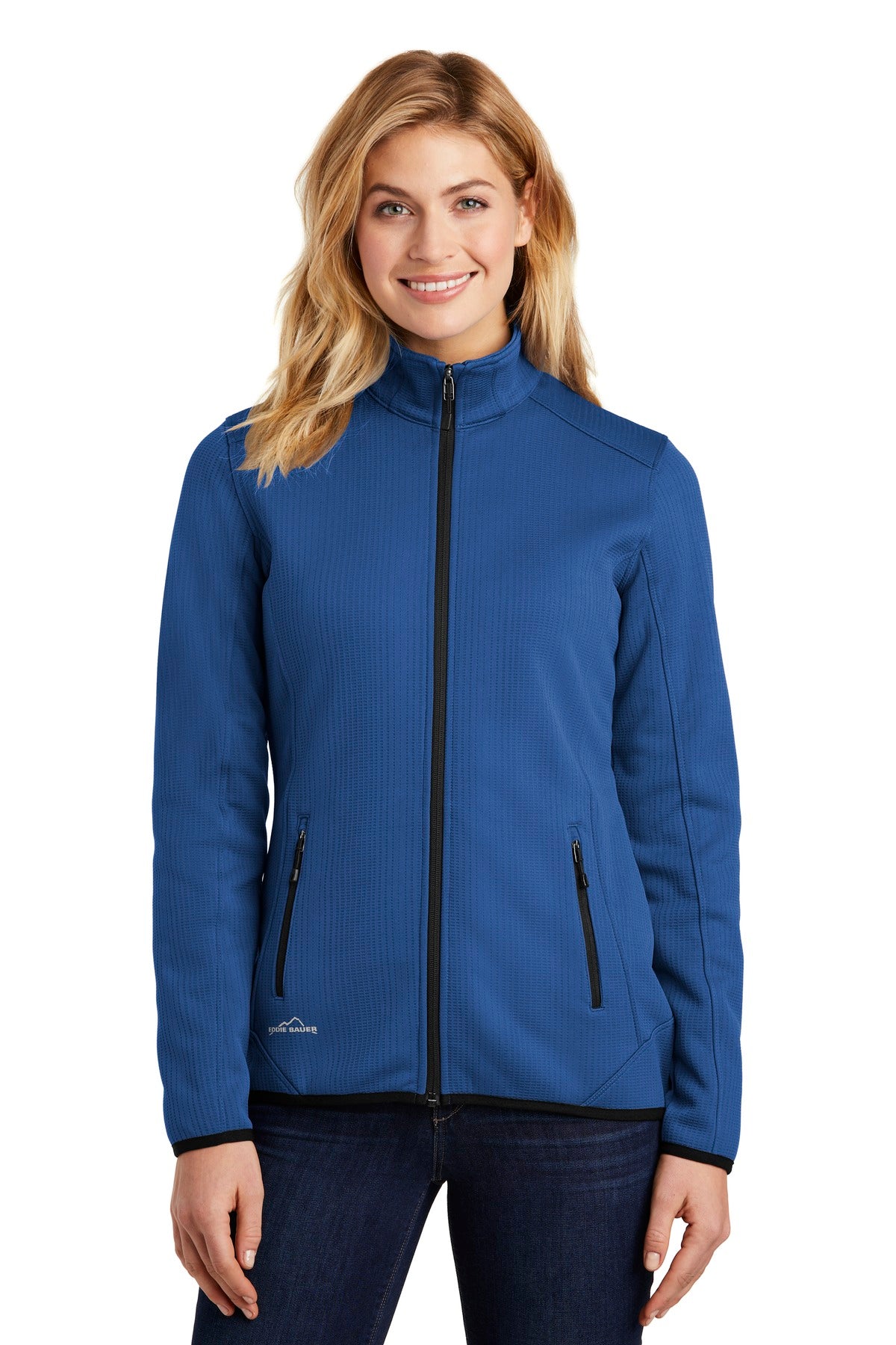 Combining textured and smooth-faced fleece for a dynamic loo - Cobalt Blue