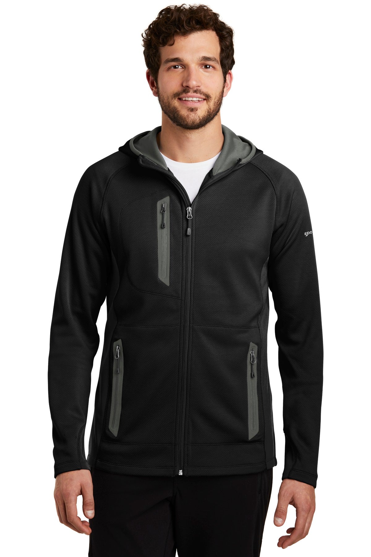 This sporty midweight jacket pairs smooth-faced fleece with  - Black