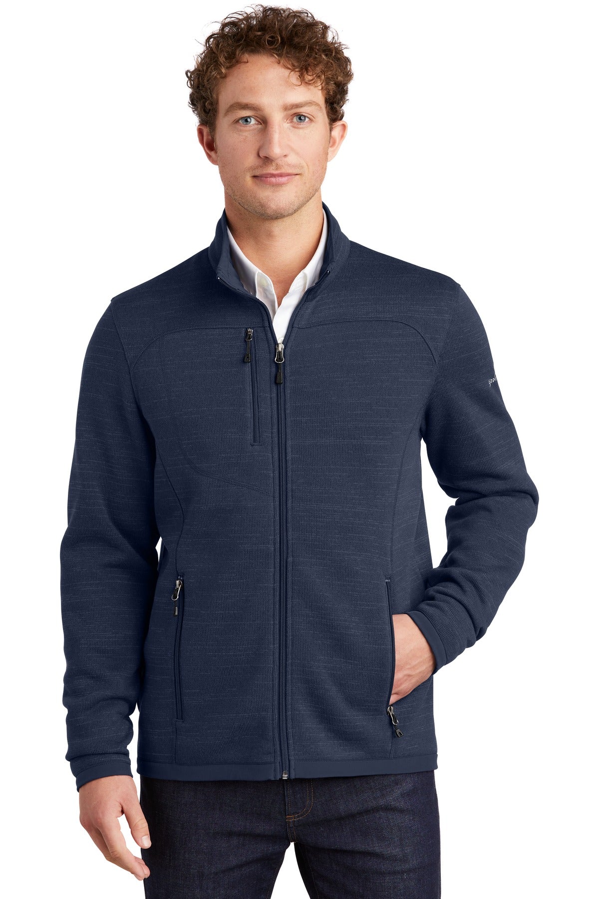 With an authentic outdoorsy lodge look this refined sweater  - River Blue Navy Heather