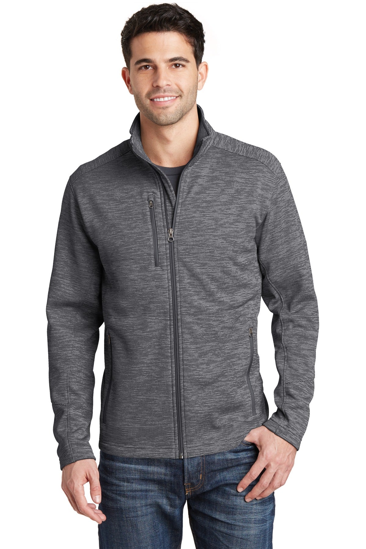 A digital stripe gives this jacket an ultramodern look that  - Black