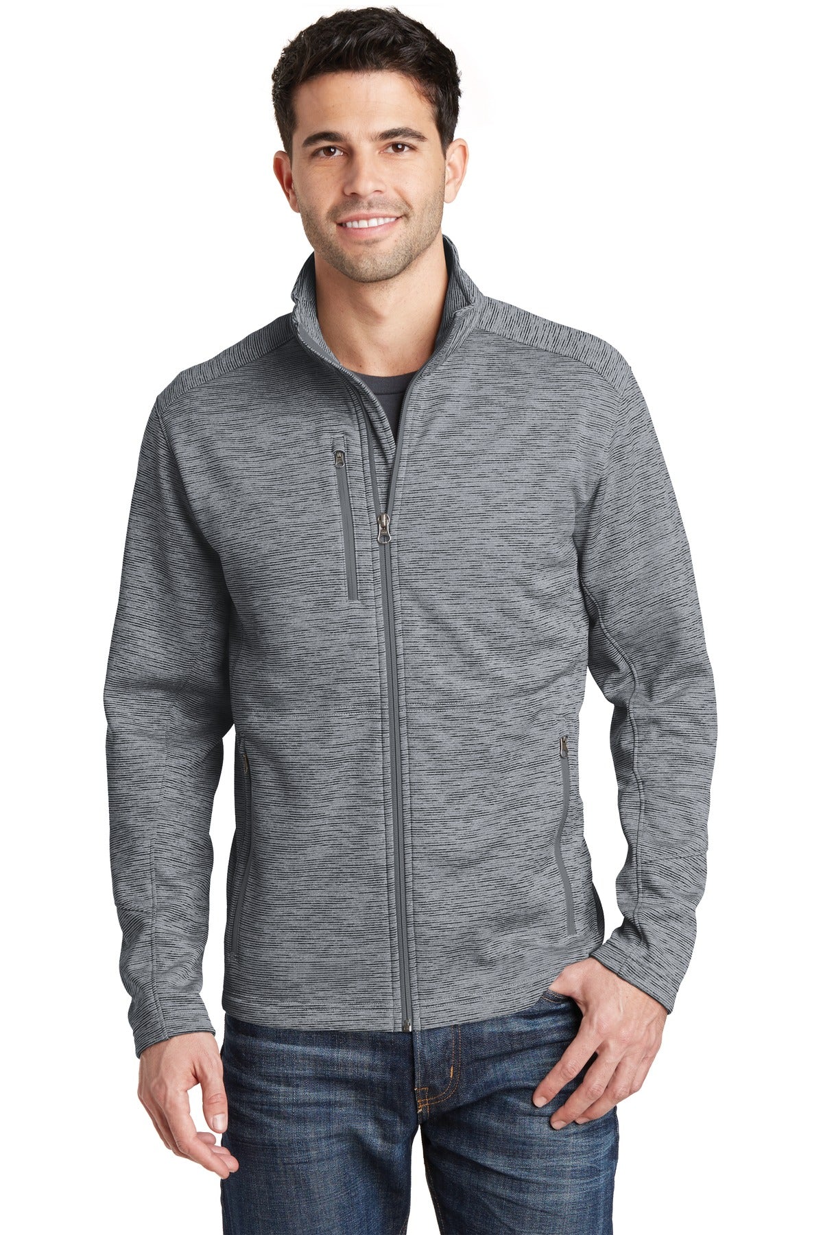 A digital stripe gives this jacket an ultramodern look that  - Grey