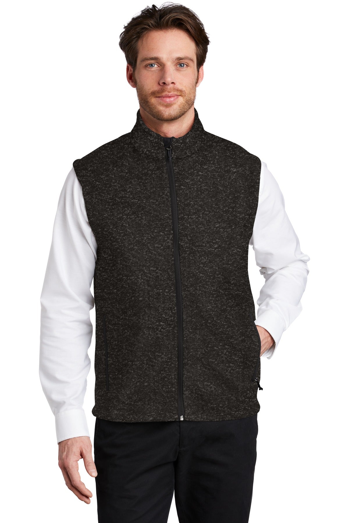 The comfort of a sweater joins the unbeatable warmth of flee - Black Heather