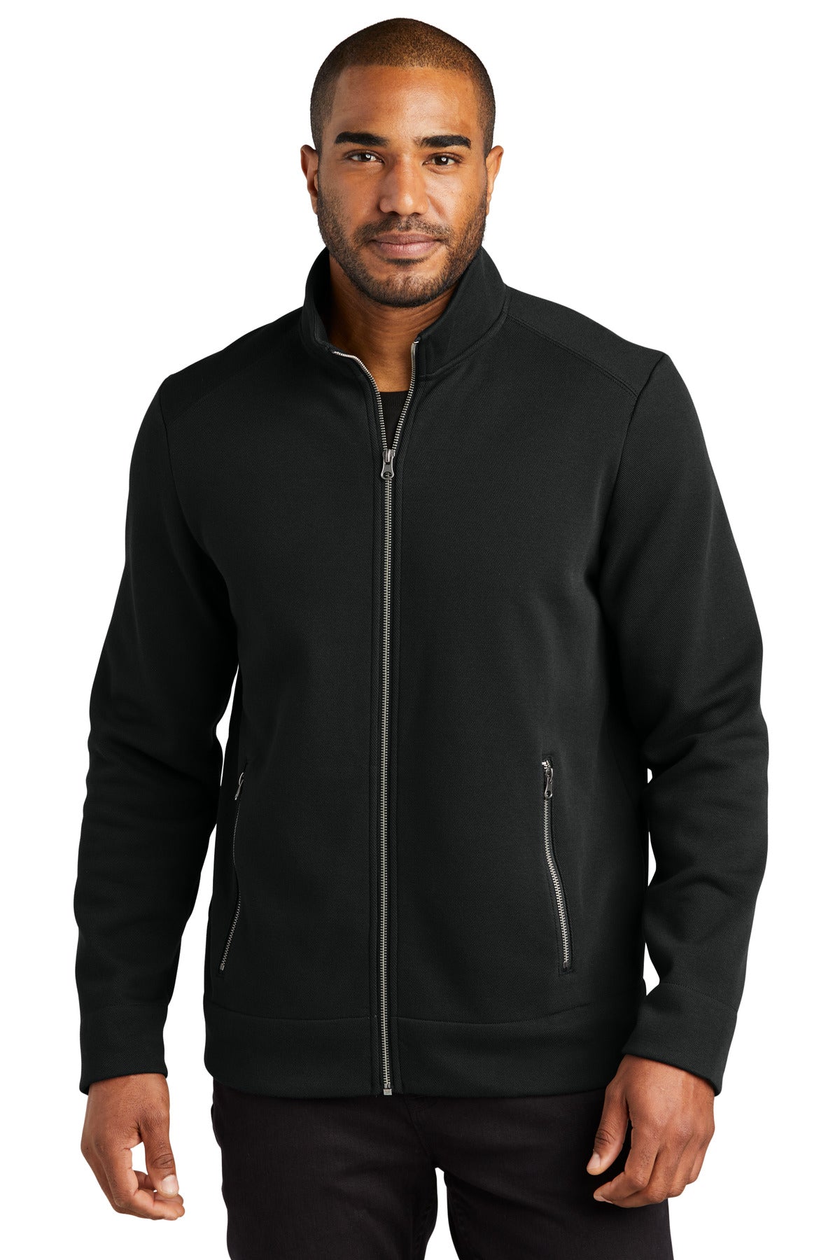 With a classic pique look this brushed-back fleece has profe - Deep Black