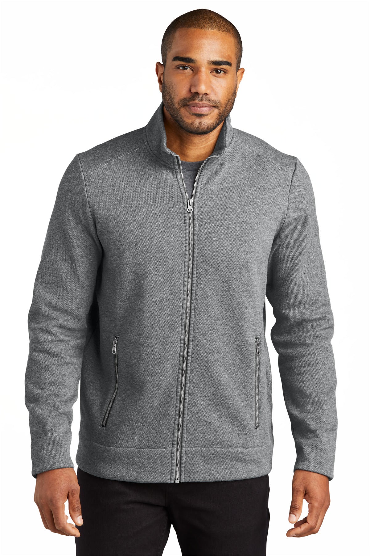 With a classic pique look this brushed-back fleece has profe - Grey Heather