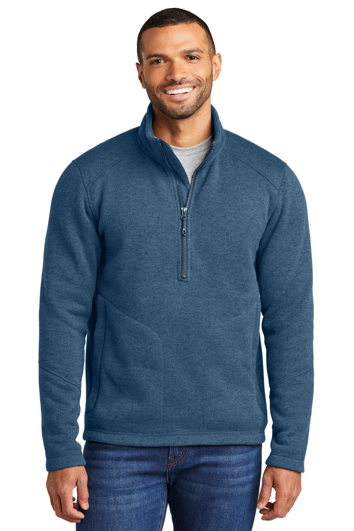 With a subtle heathered pattern our Arc Sweater Fleece combi - Insignia Blue Heather