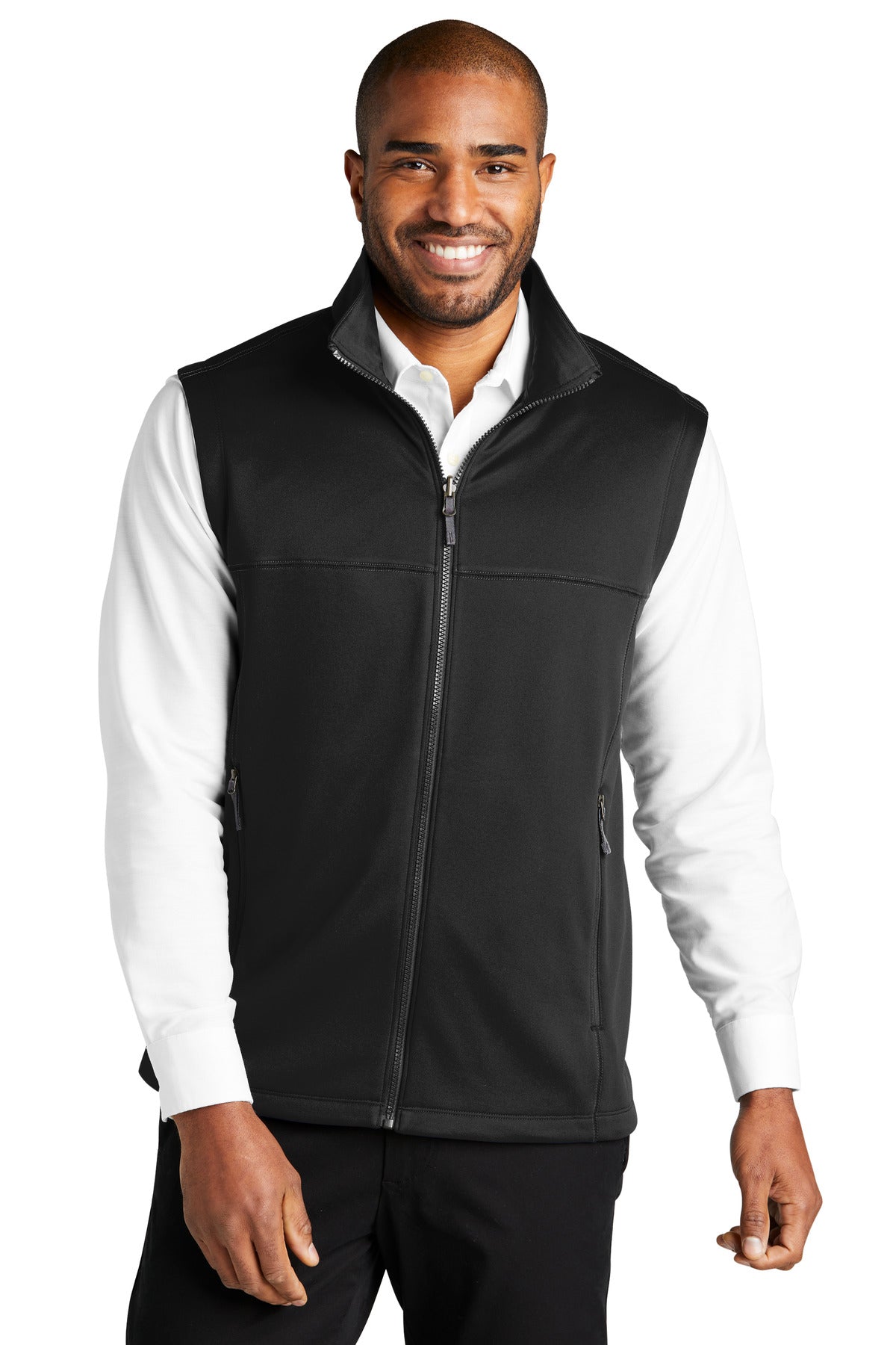 A smooth face brushed back and coverstitching make this warm - Deep Black