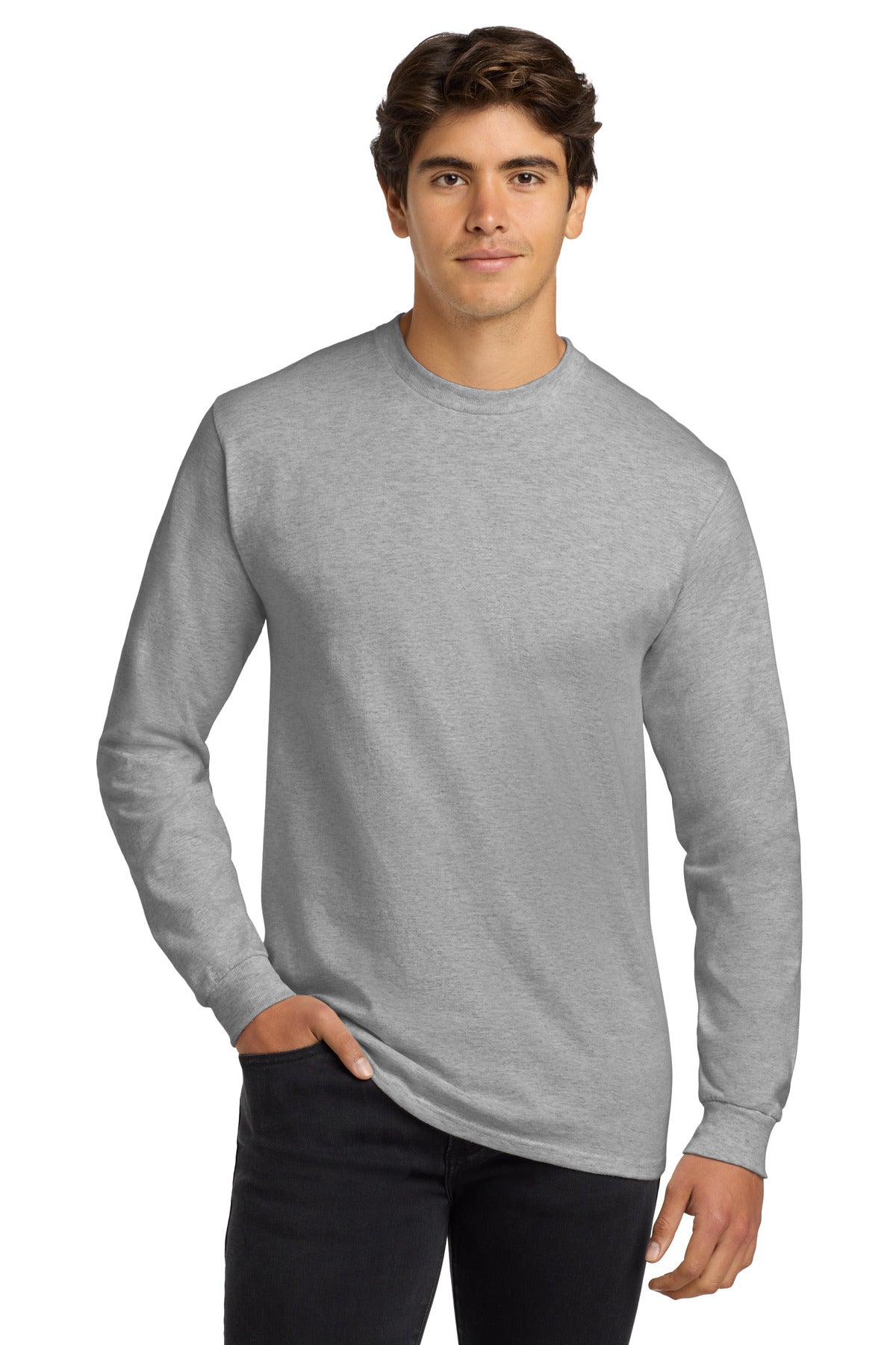 6-ounce 100% US cotton50/50 cotton/poly (Dark heather Safety - Ash