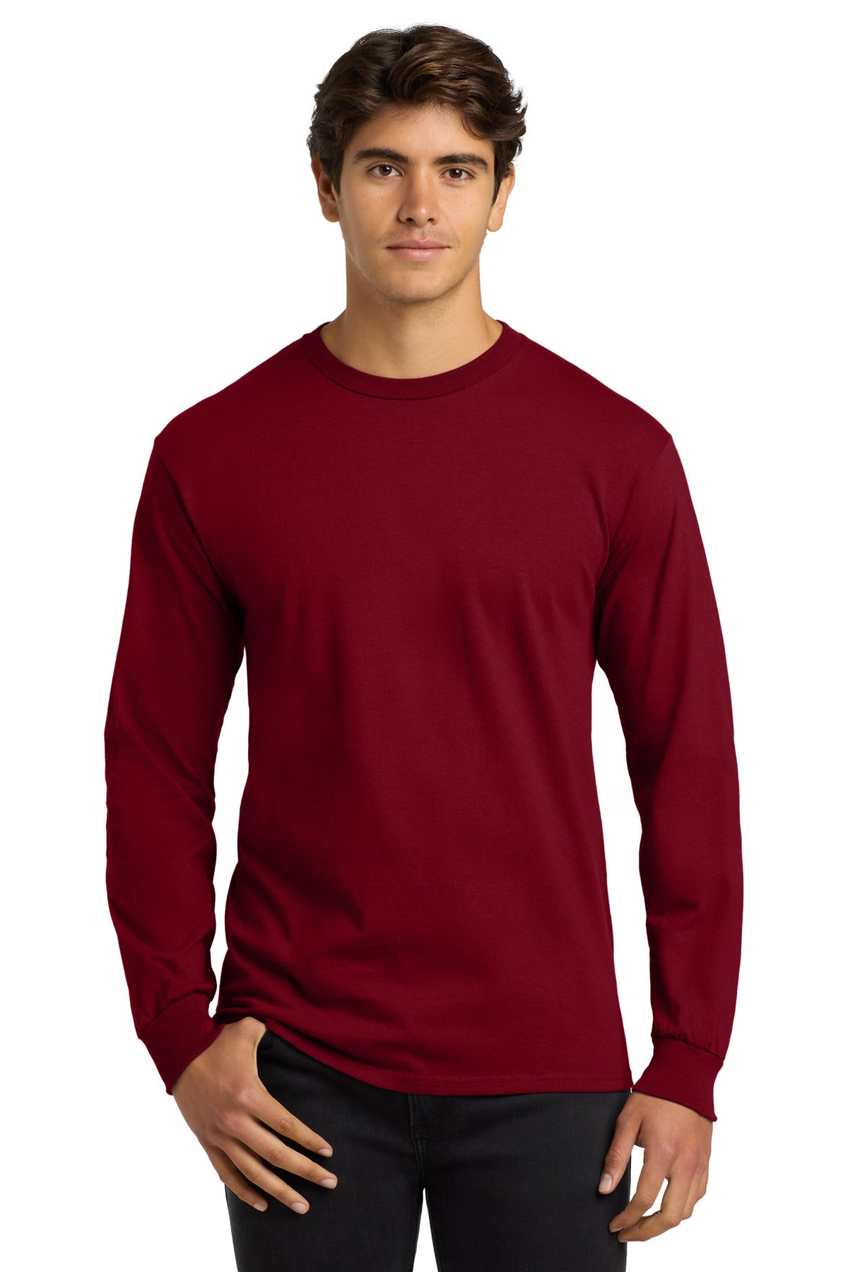 6-ounce 100% US cotton50/50 cotton/poly (Dark heather Safety - Cardinal Red