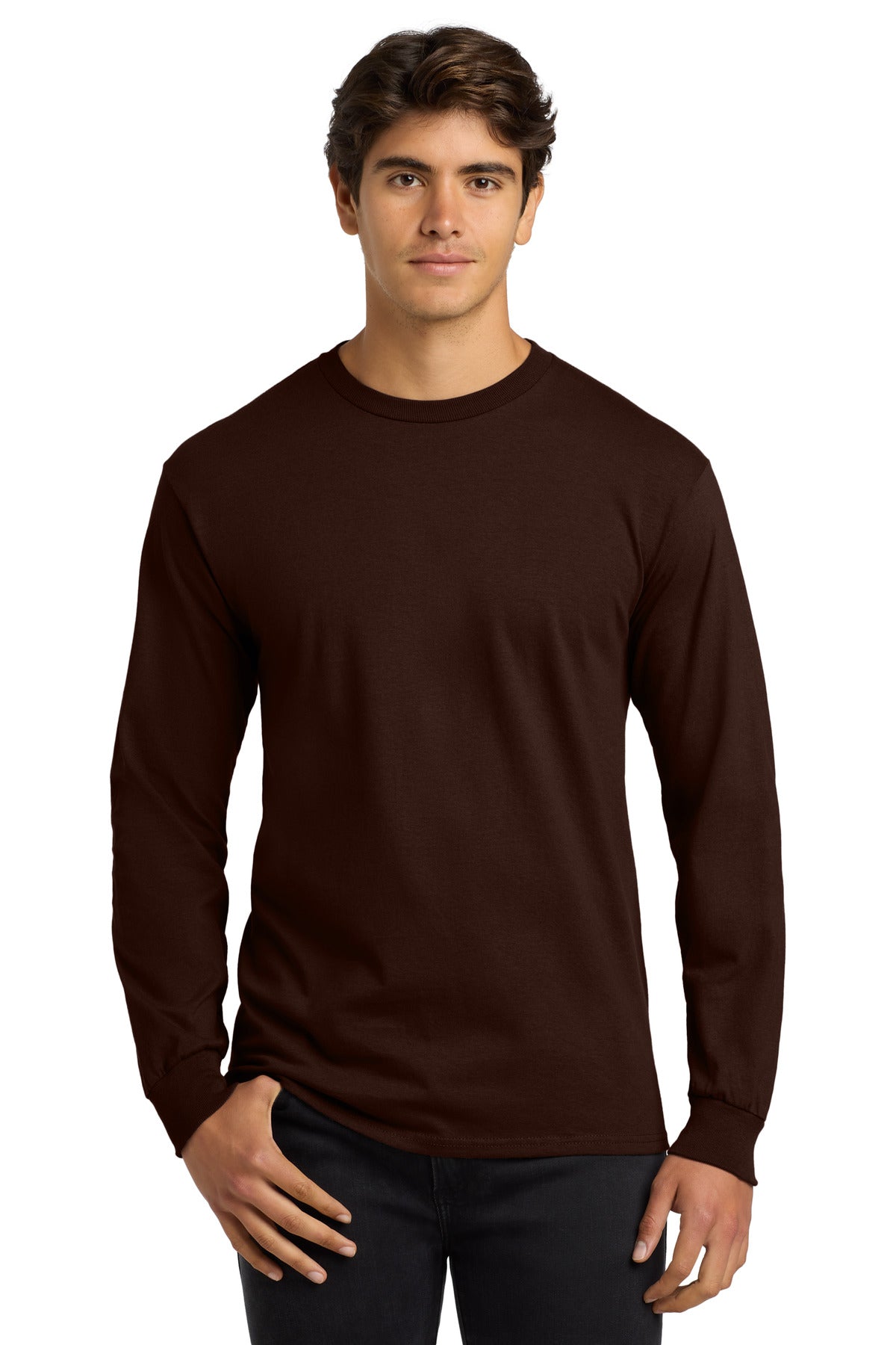 6-ounce 100% US cotton50/50 cotton/poly (Dark heather Safety - Dark Chocolate