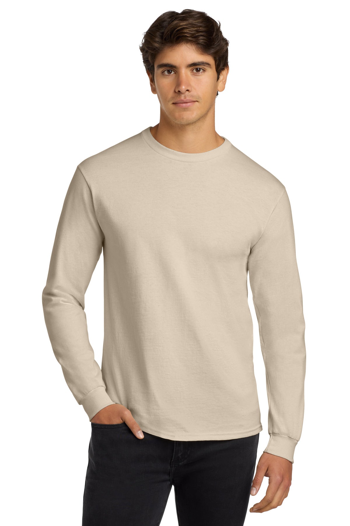 6-ounce 100% US cotton50/50 cotton/poly (Dark heather Safety - Natural