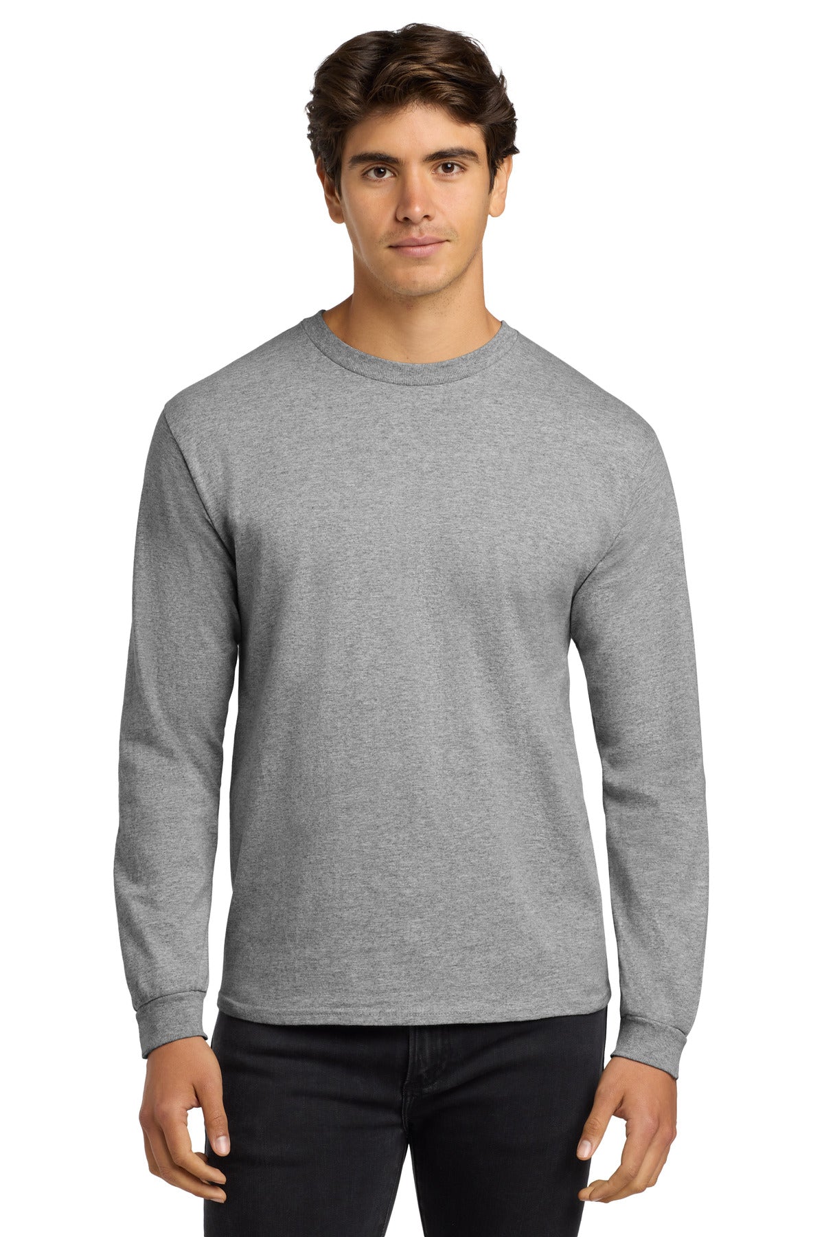 6-ounce 100% US cotton50/50 cotton/poly (Dark heather Safety - Sport Grey
