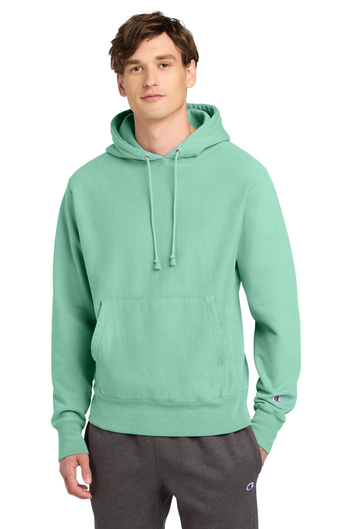 12-ounce 82/18 cotton/poly fleece Reverse Weave cross-grain  - Pale Seafoam