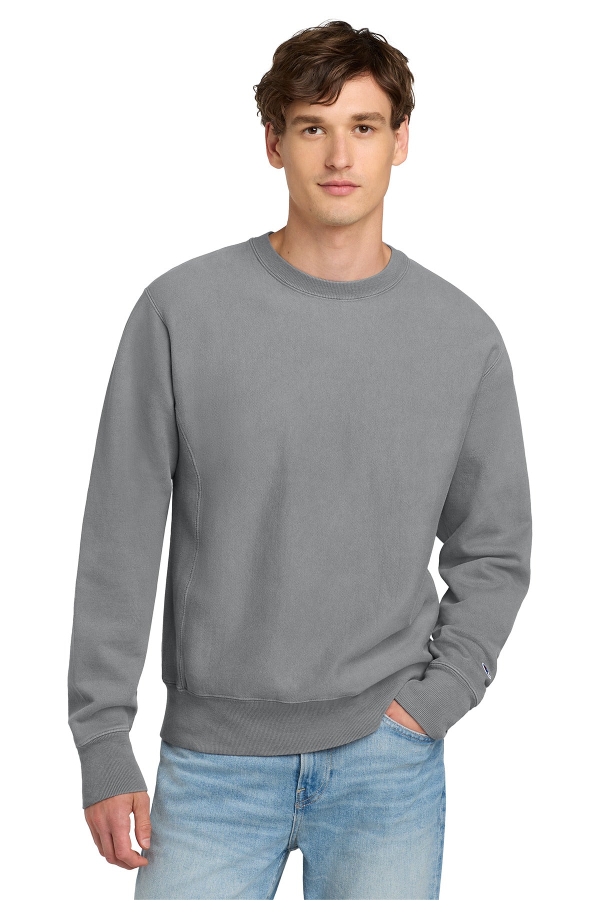 12-ounce 82/18 cotton/poly fleece Reverse Weave cross-grain  - Concrete