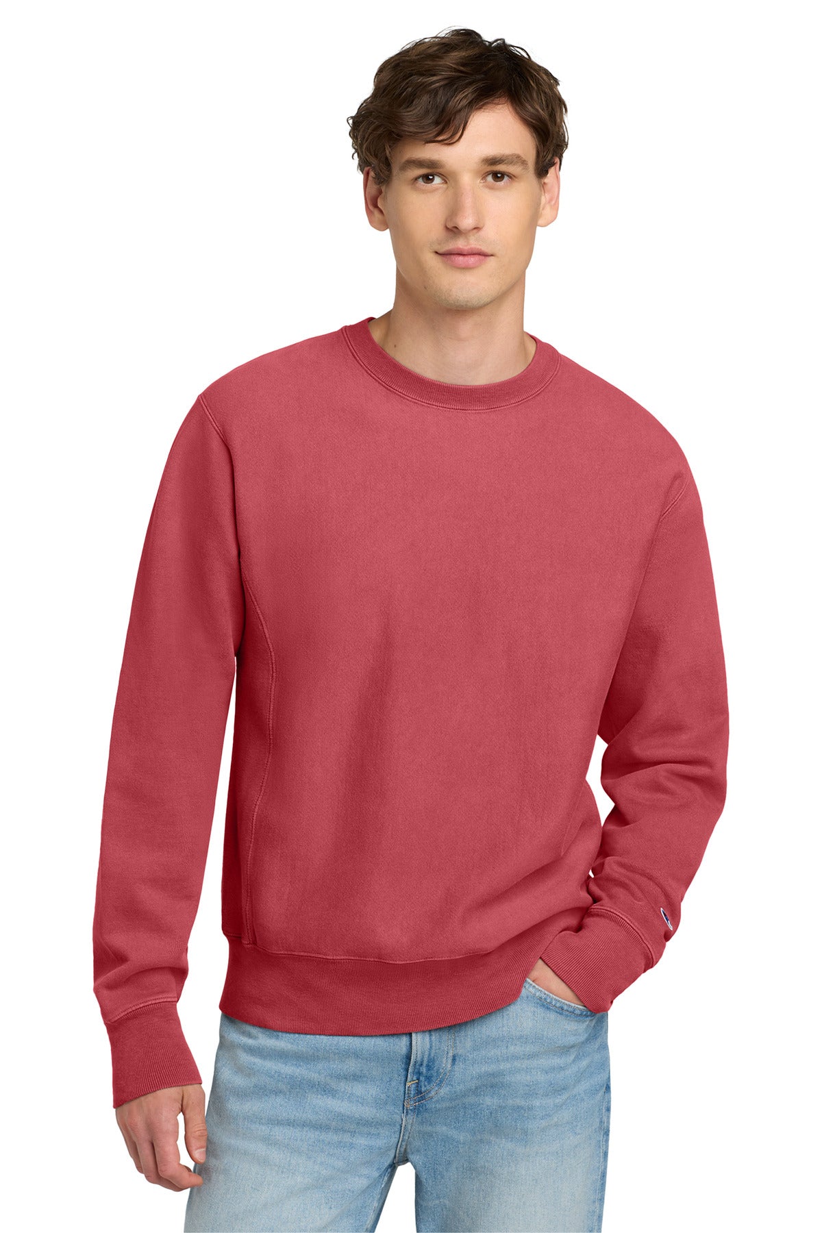 12-ounce 82/18 cotton/poly fleece Reverse Weave cross-grain  - Crimson