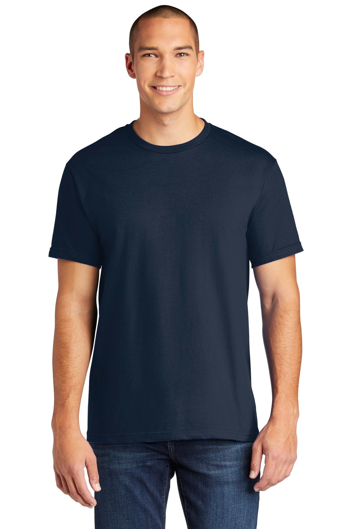 6-ounce 100% ring spun cotton 90/10 ring spun cotton/poly (S - Sport Dark Navy