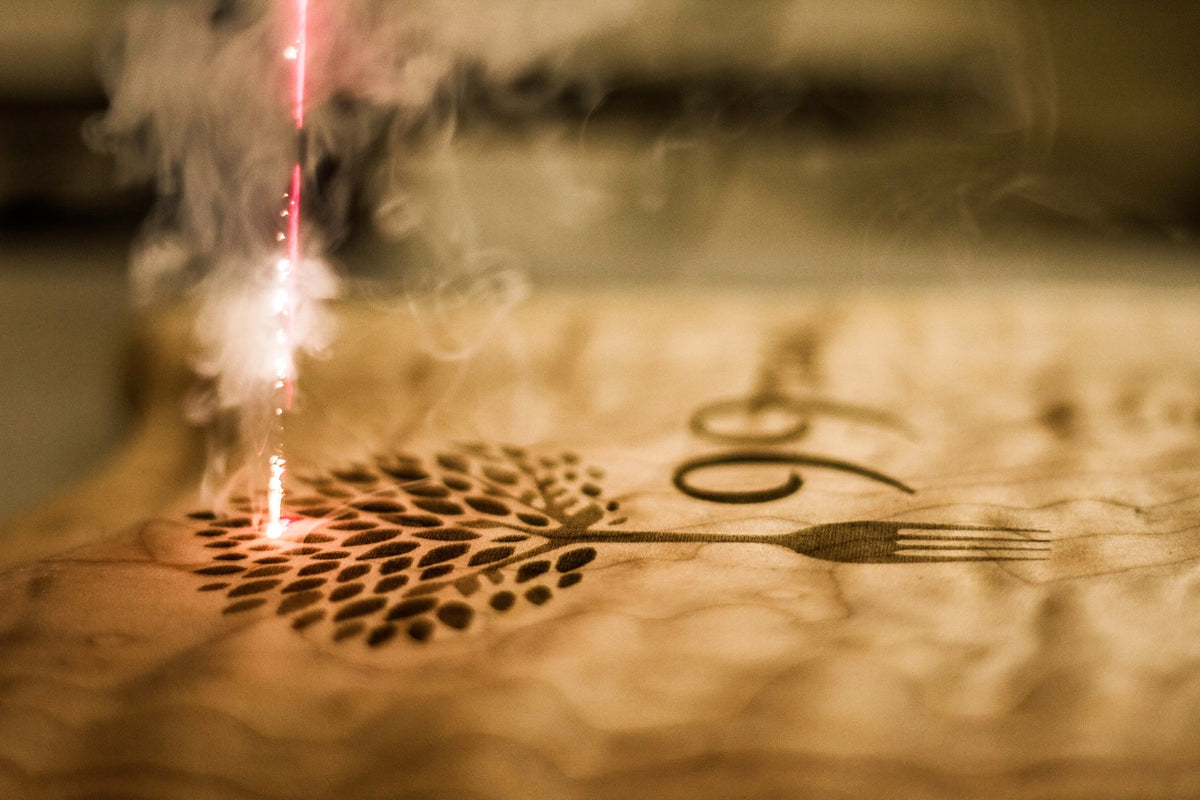 Laser etched branding on premium products