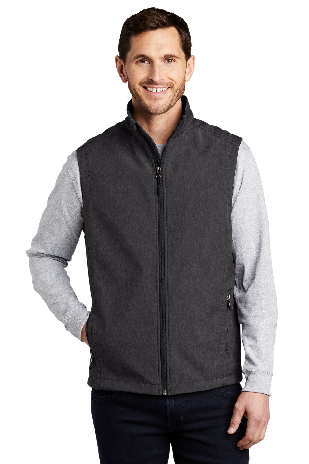 Keep your core warm and protected from the elements in this  - Black Charcoal Heather