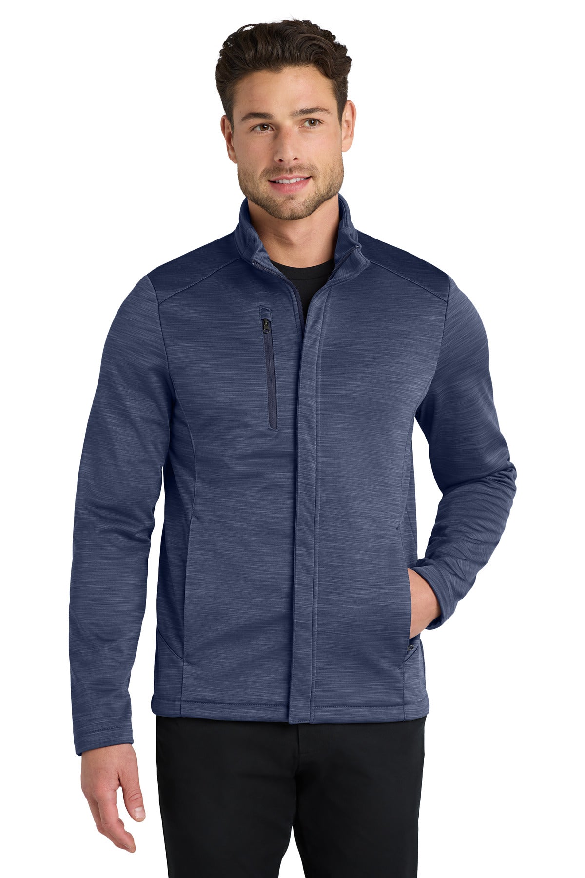 With a subtle striated pattern this sleek soft shell hits th - Dress Blue Navy Heather