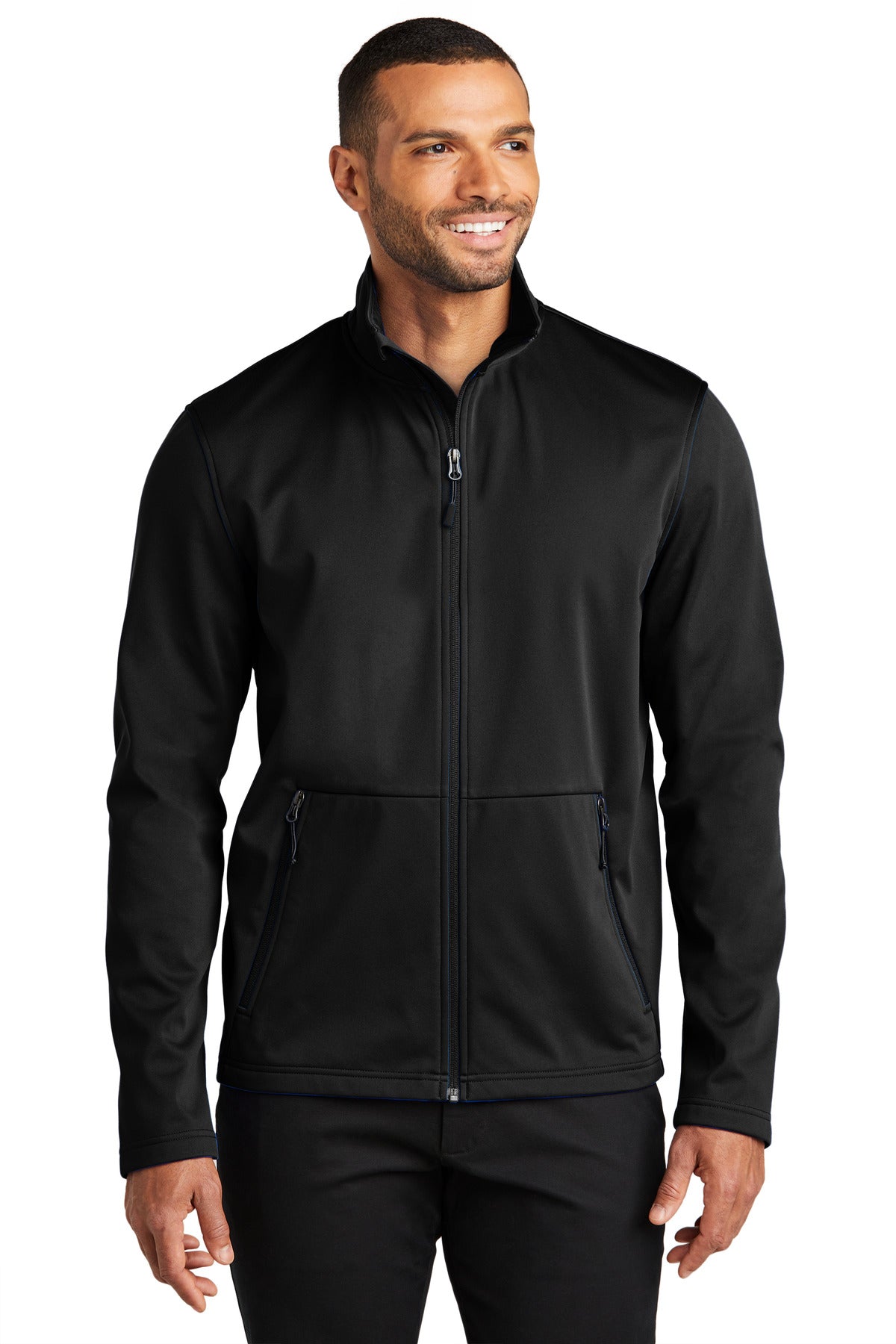 With supple 4-way stretch for easy mobility this soft shell  - Deep Black