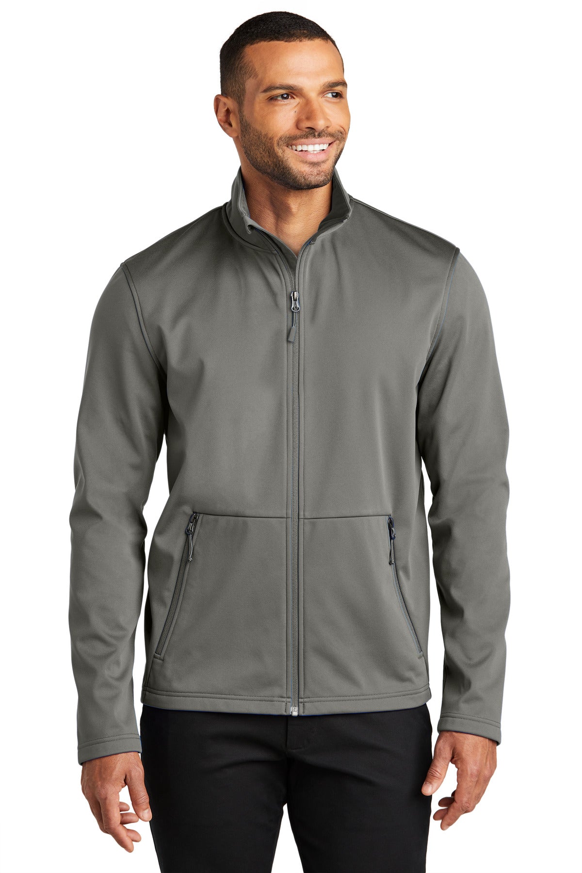 With supple 4-way stretch for easy mobility this soft shell  - Smoke Grey