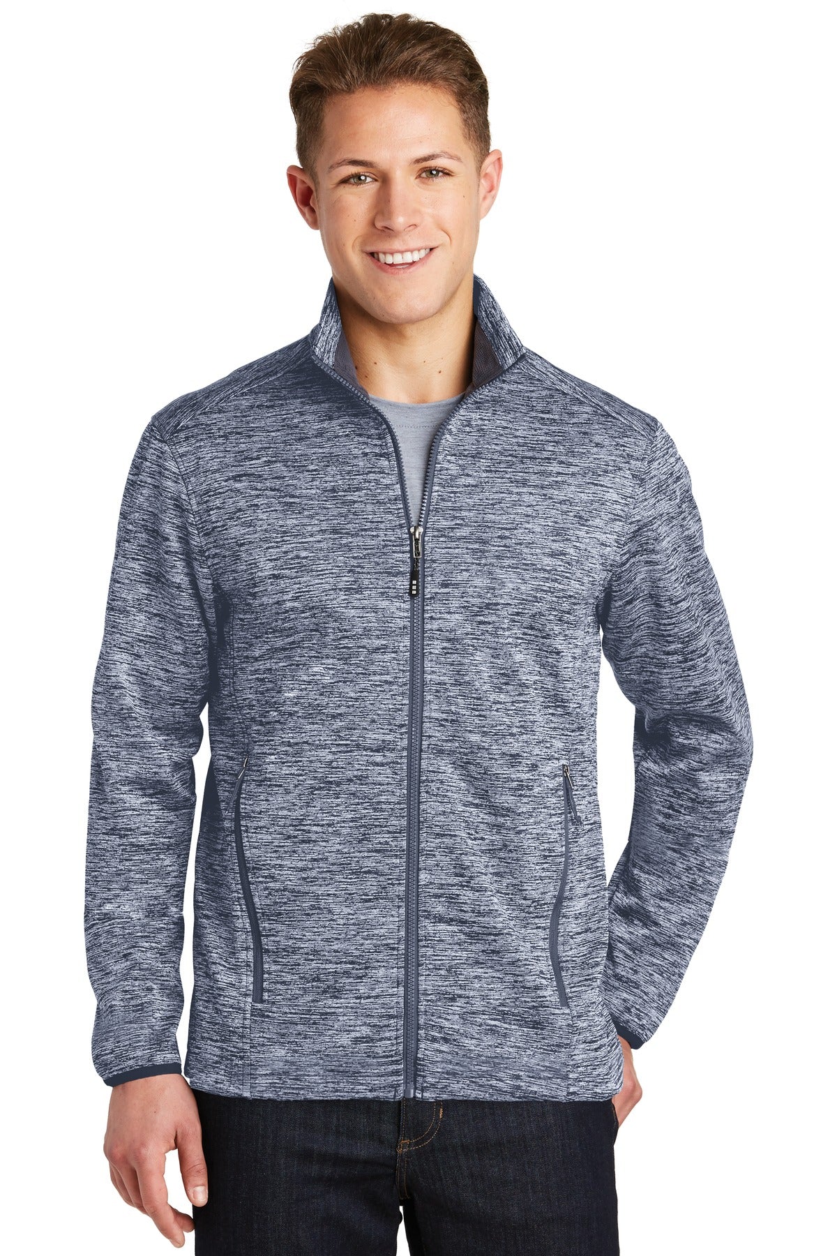 Our Electric Heather pattern adds an athletic look to this e - True Navy Electric