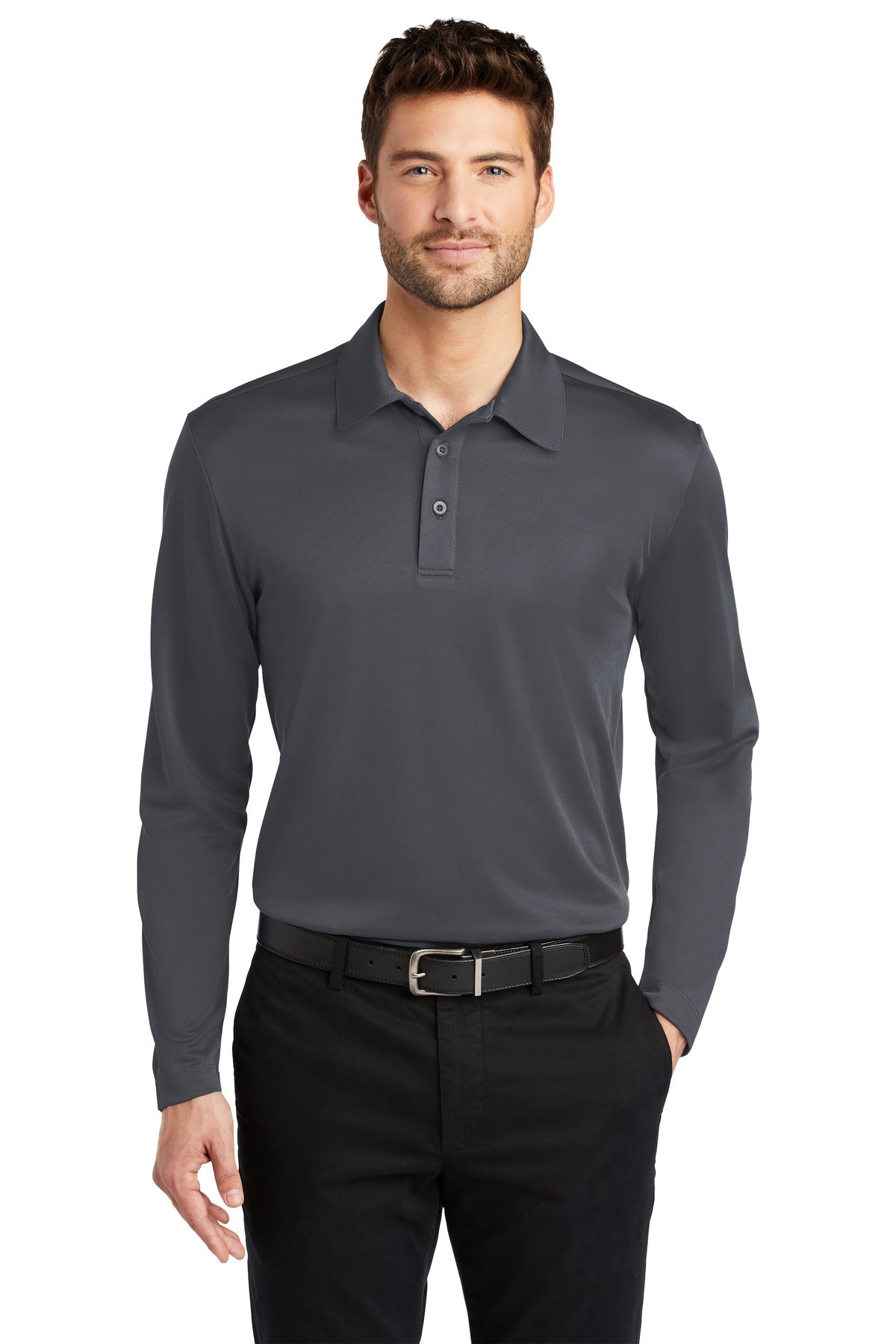 We took our legendary Silk Touch Polo and made it work even  - Steel Grey