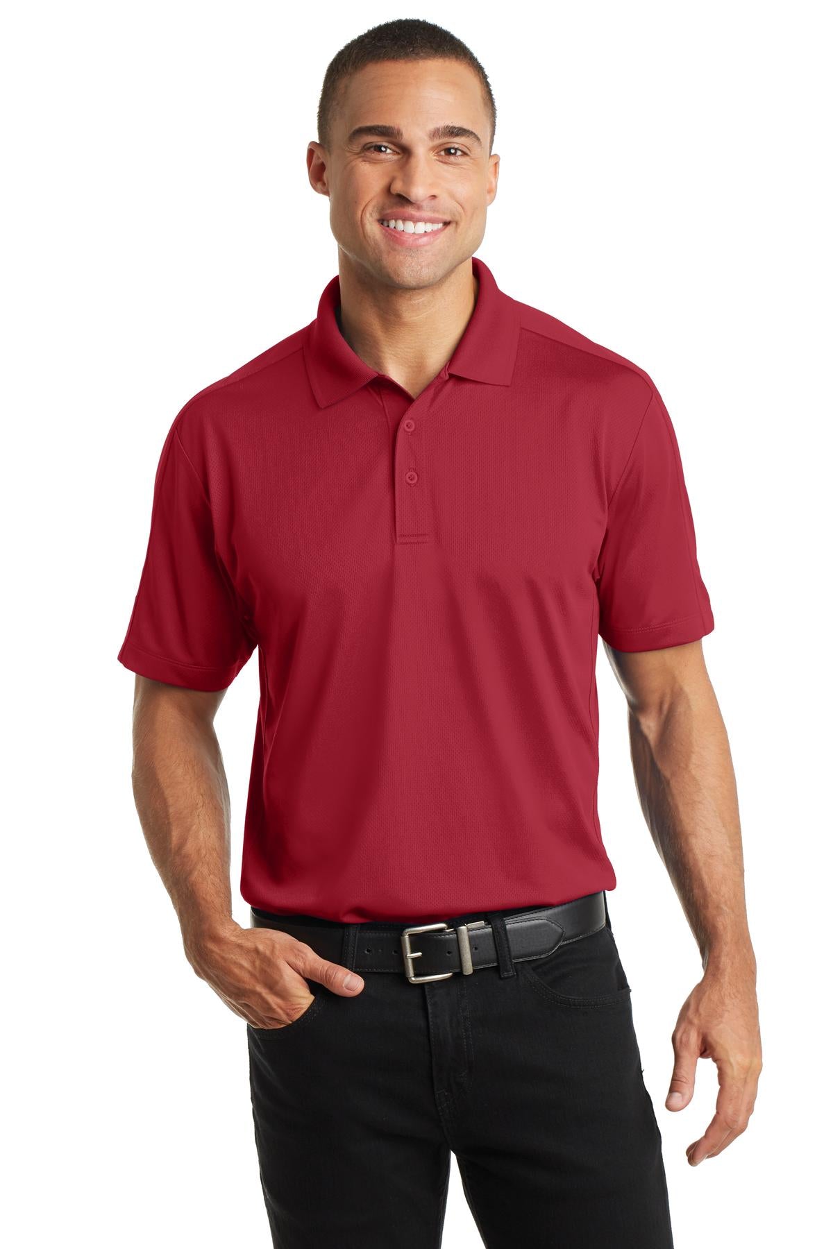 A subtle diamond jacquard texture gives this moisture-wickin - Rich Red