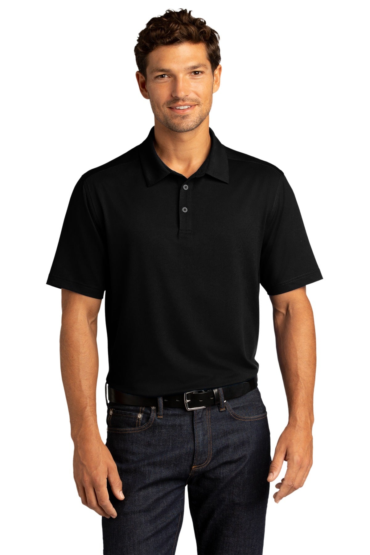 Performance joins professionalism in this Easy Care style th - Black