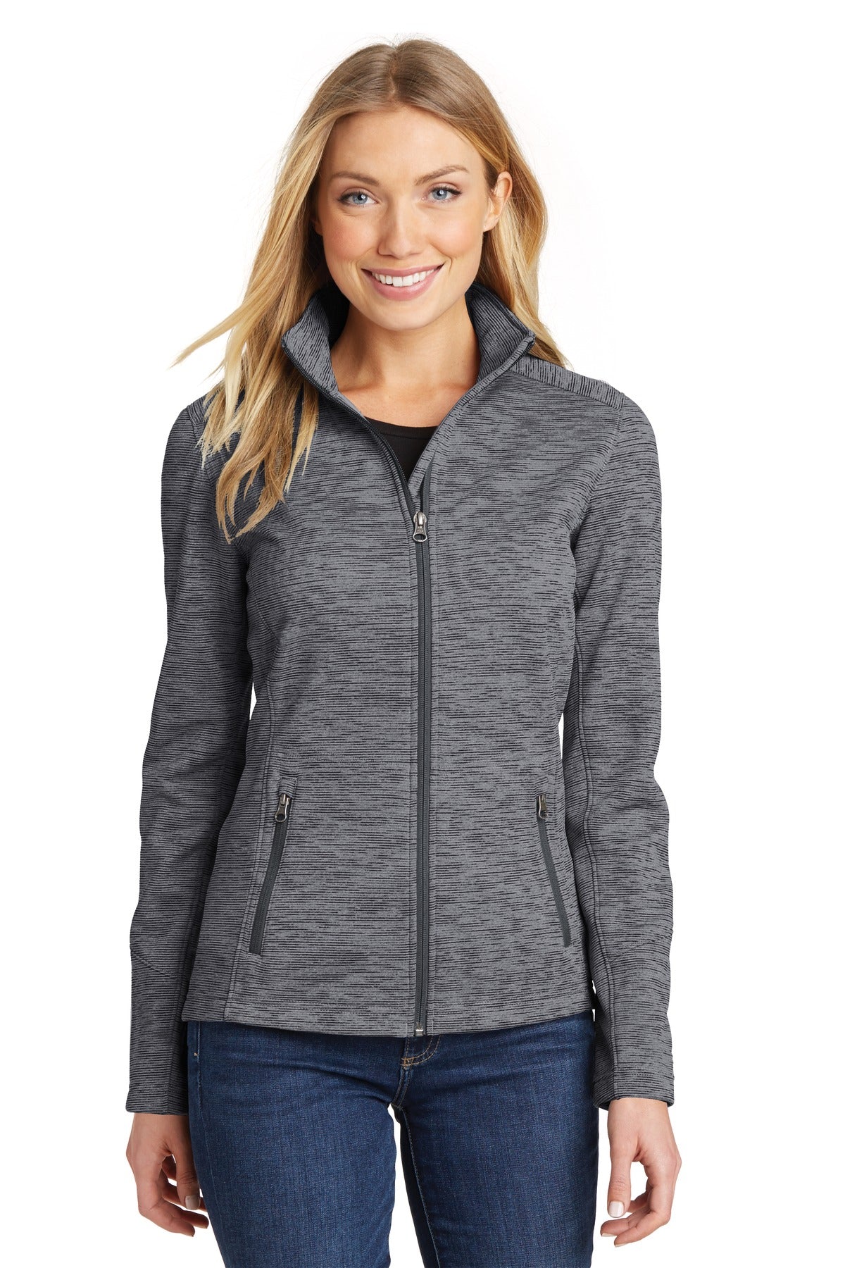 A digital stripe gives this jacket an ultramodern look that  - Black