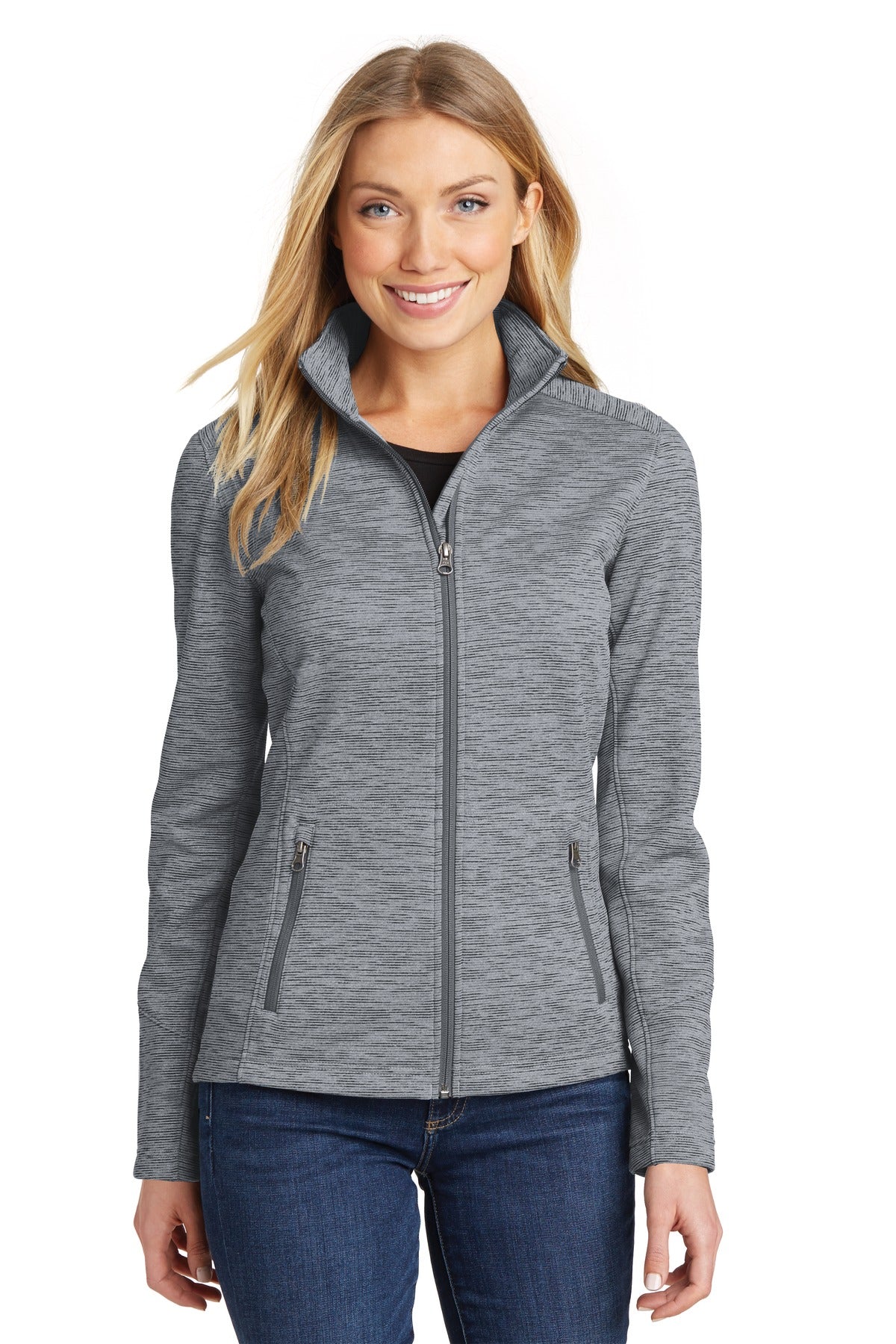 A digital stripe gives this jacket an ultramodern look that  - Grey