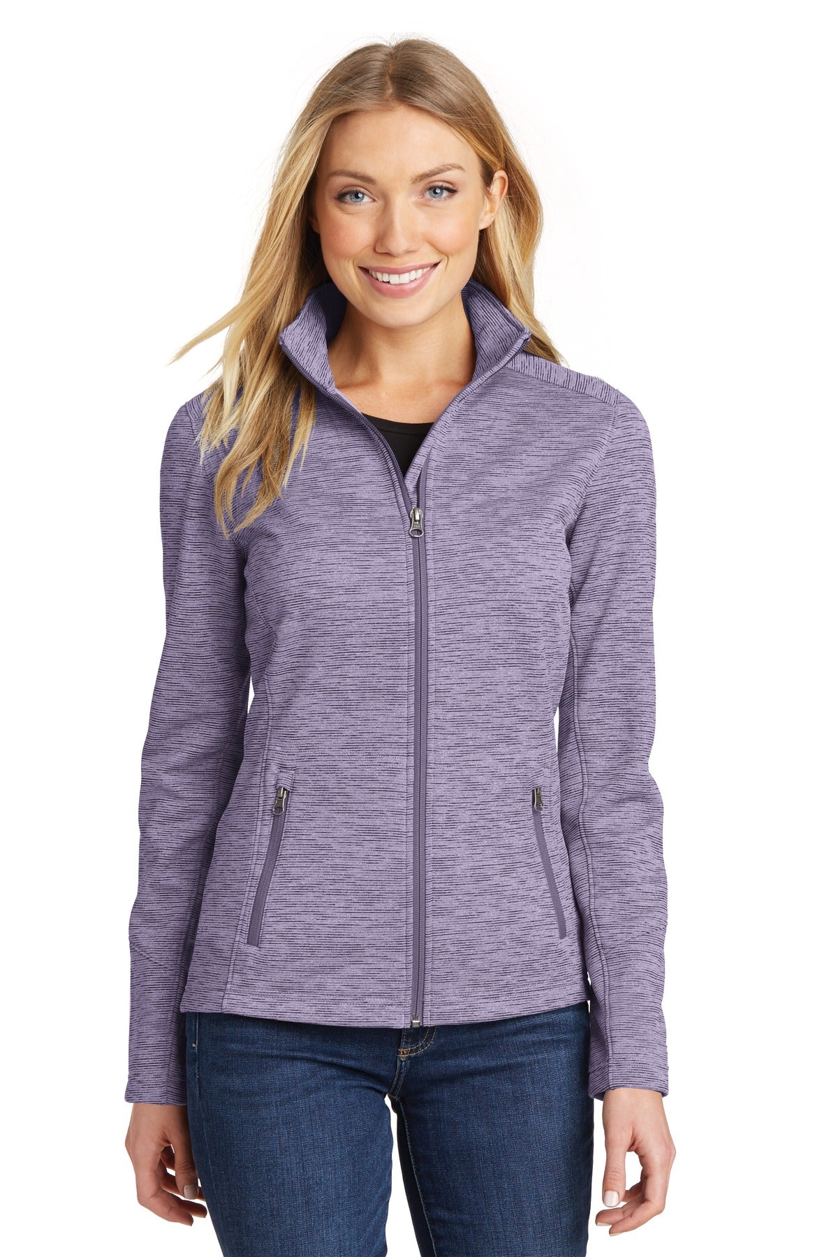 A digital stripe gives this jacket an ultramodern look that  - Purple