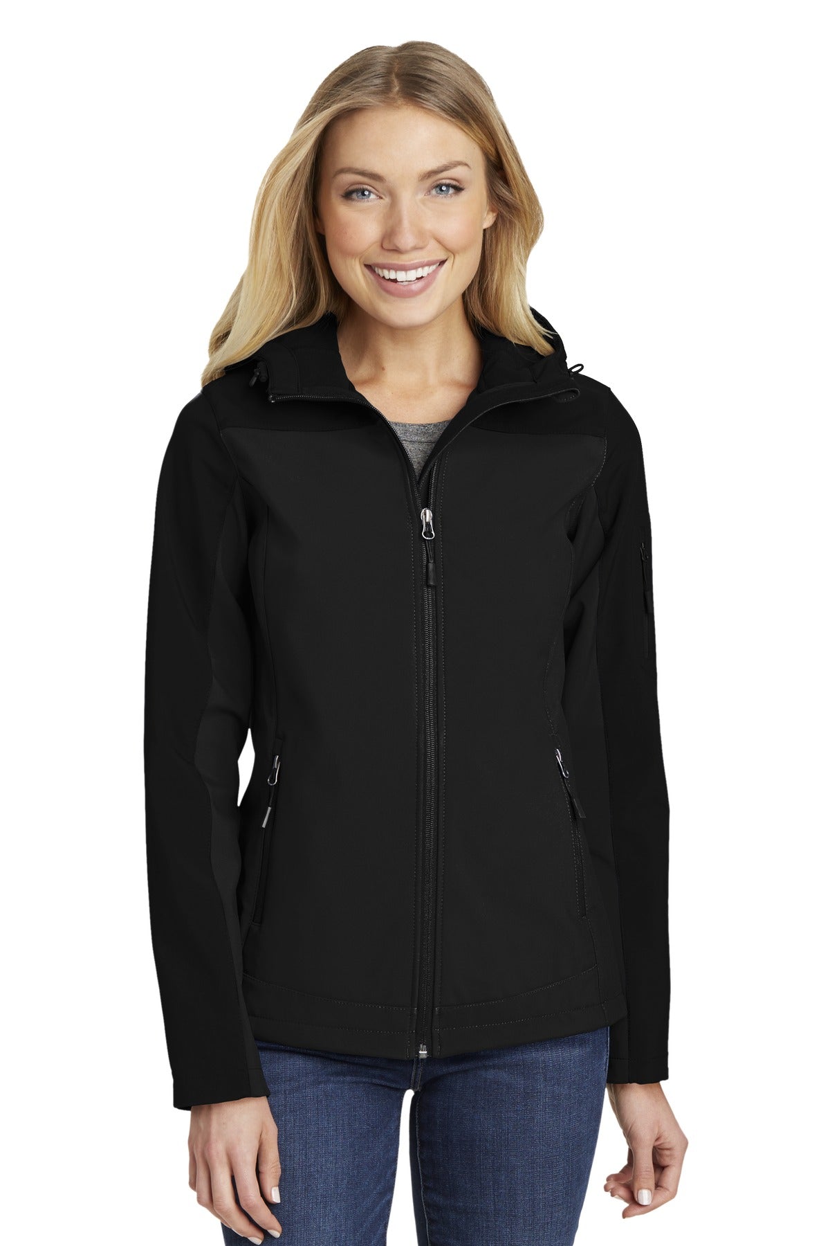 An attached hood and bold colorblocking give this well-price - Black
