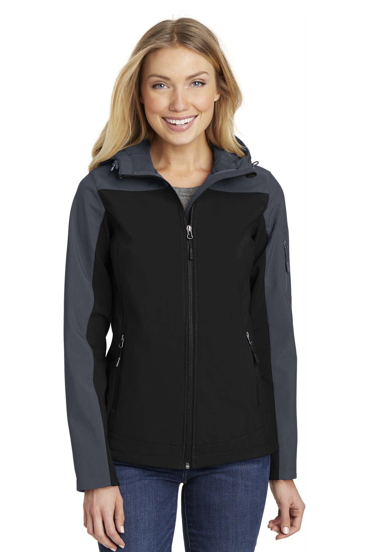 An attached hood and bold colorblocking give this well-price - Black/ Battleship Grey
