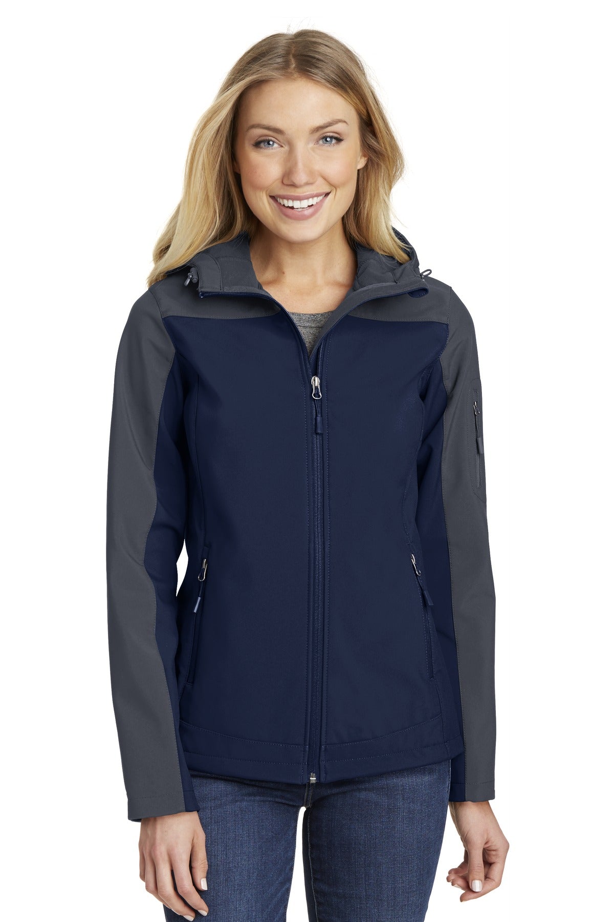 An attached hood and bold colorblocking give this well-price - Dress Blue Navy/ Battleship Grey