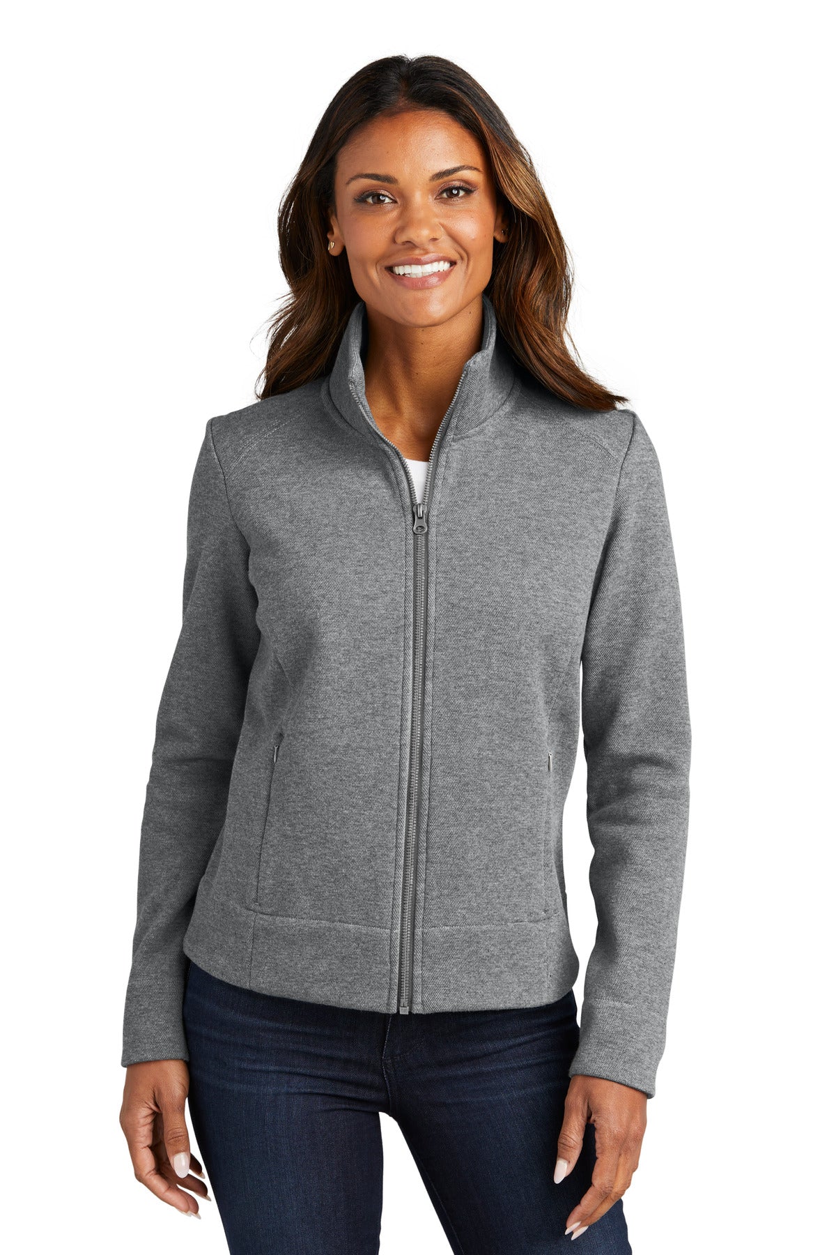 With a classic pique look this brushed-back fleece has profe - Grey Heather