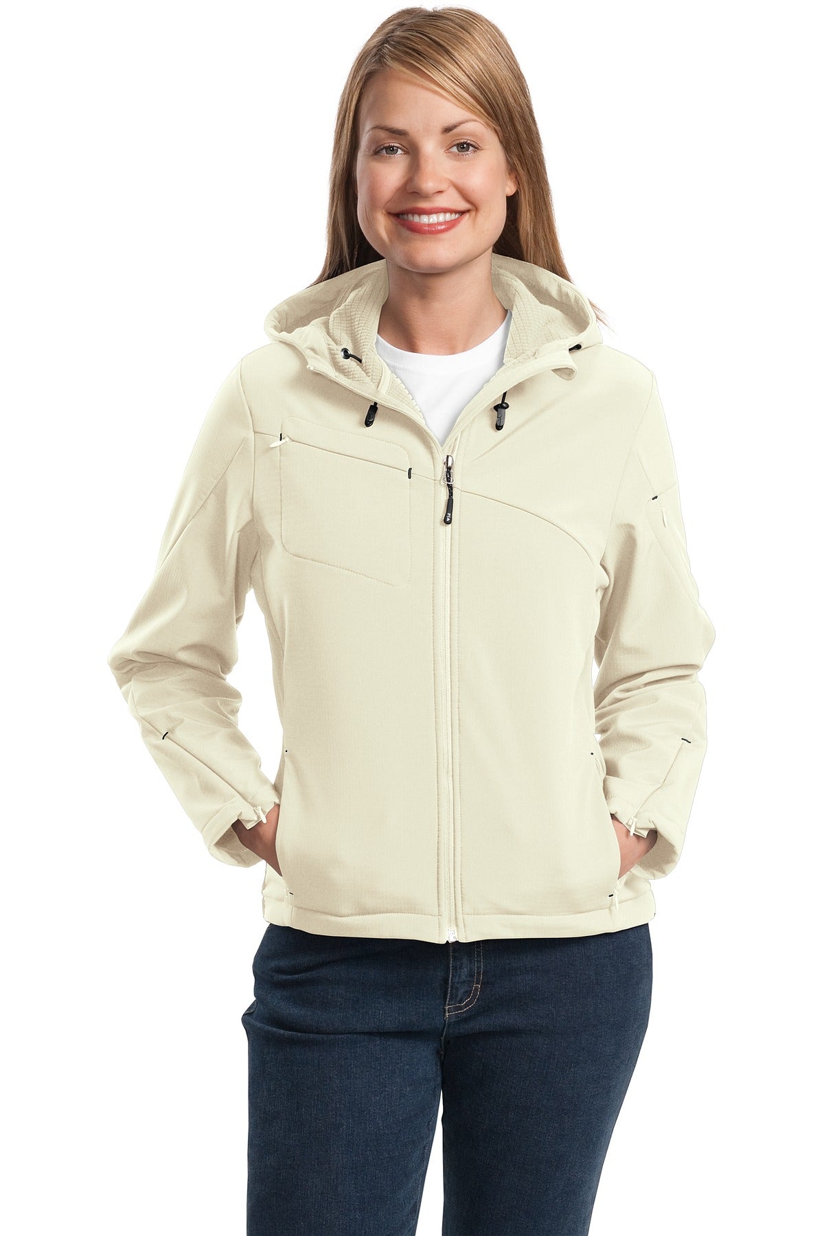 Our hooded soft shell stands up to the elementsand stands ou - Chalk White/ Charcoal